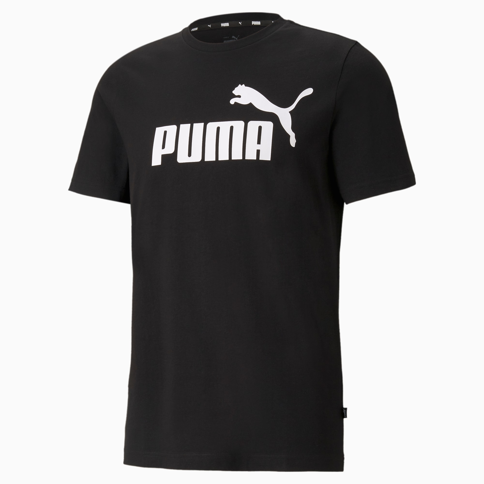 PUMA Męski T-shirt Essentials Z Logo, Czarny
