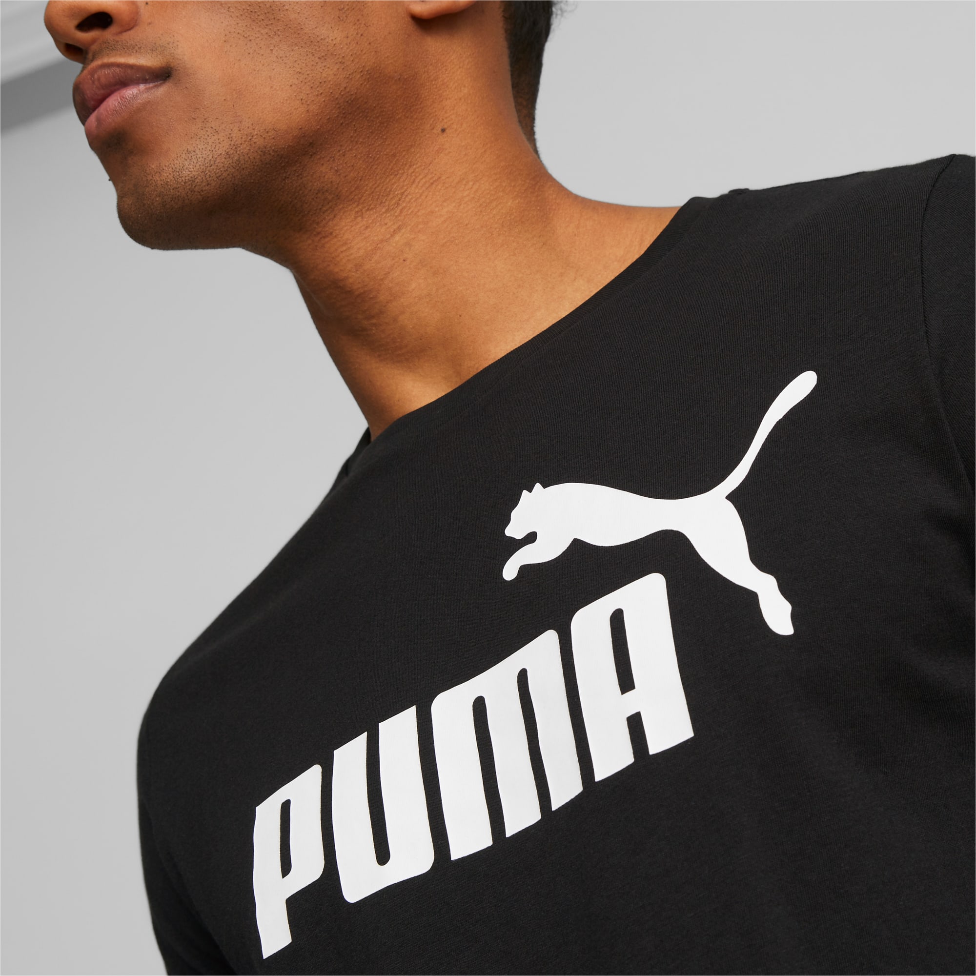 PUMA Essentials Logo Men's T-Shirt, Black, Size XS, Clothing