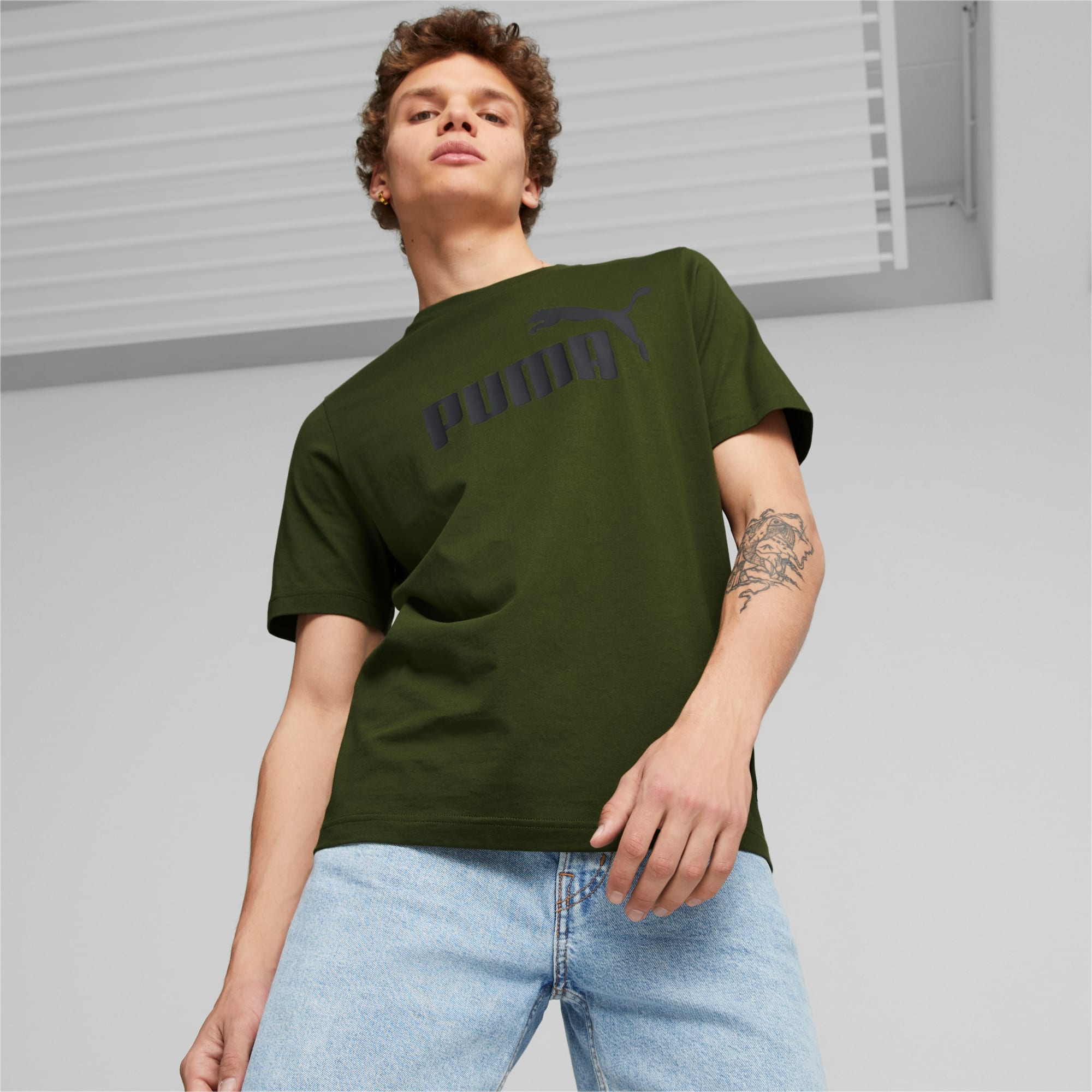 T-Shirt Con Logo Essentials Uomo, Verde/Altro