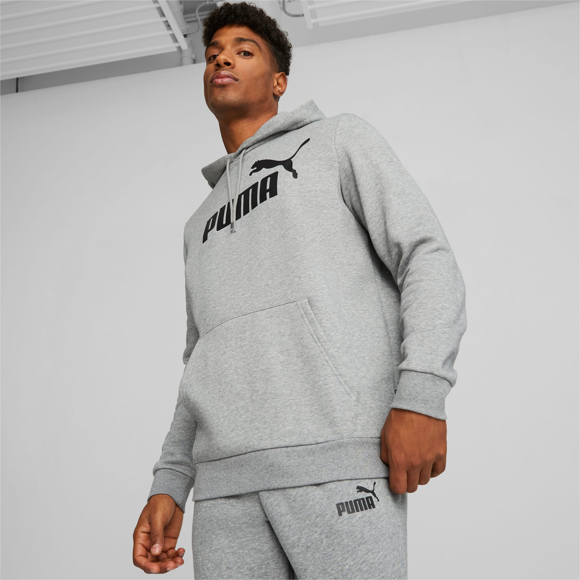 PUMA Essentials Big Logo Hoodie Men, Medium Grey Heather, Size L, Clothing