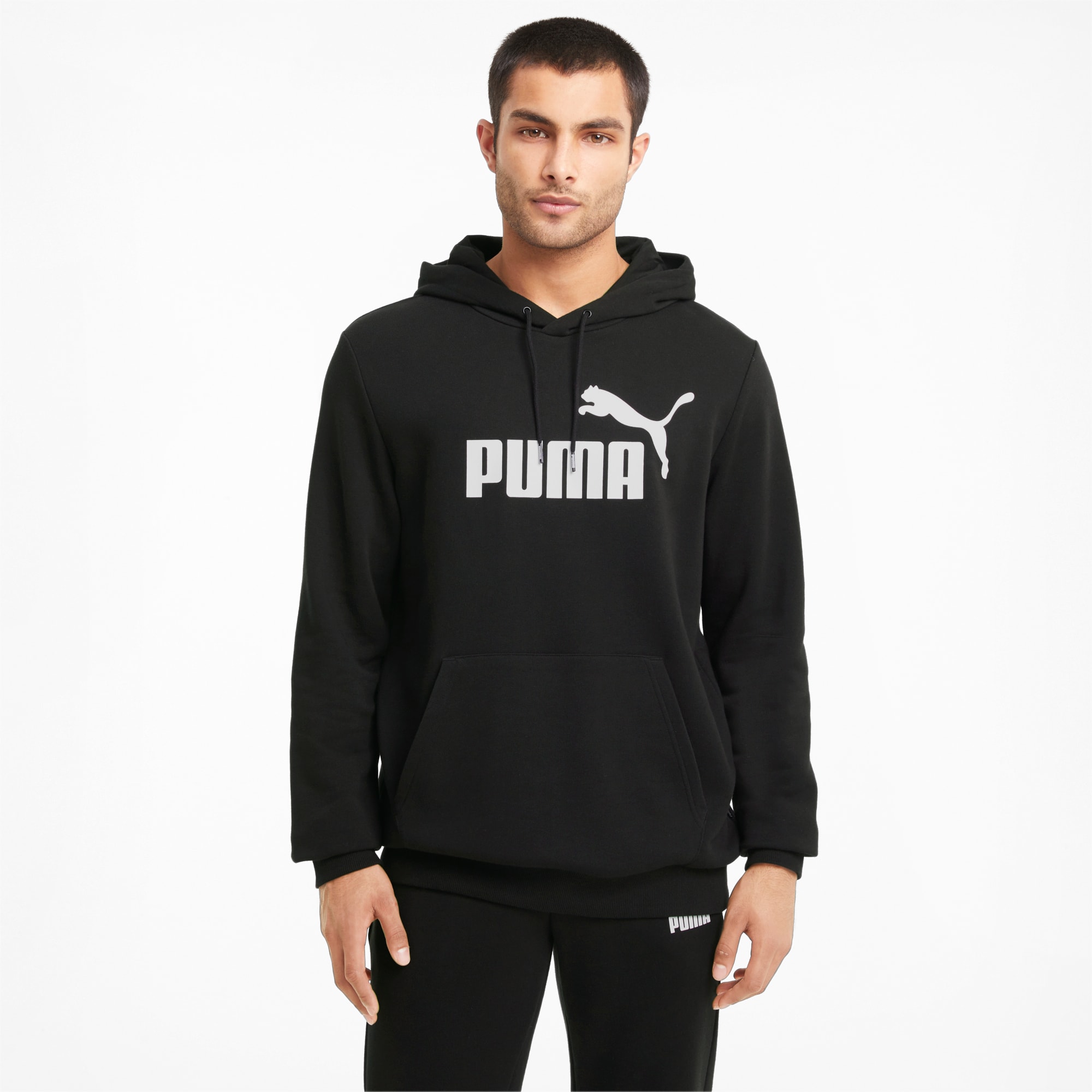PUMA Essentials Hoodie Met Groot Logo Heren, Zwart