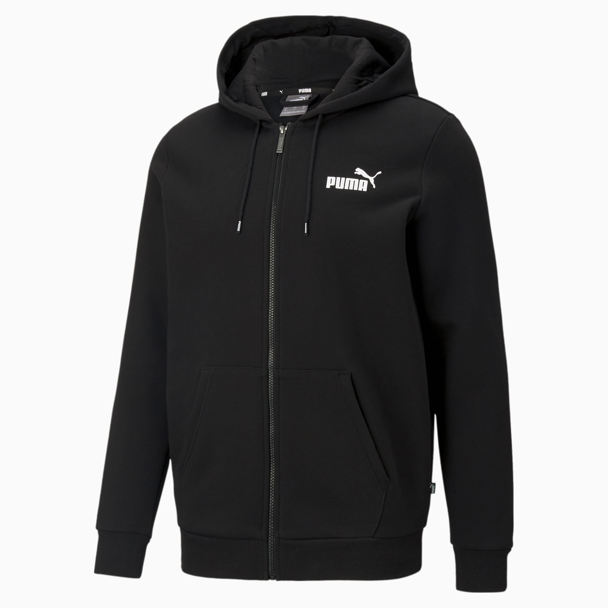 PUMA Essentials Full-Zip Logo Men's Hoodie, Black, Size XXL, Clothing