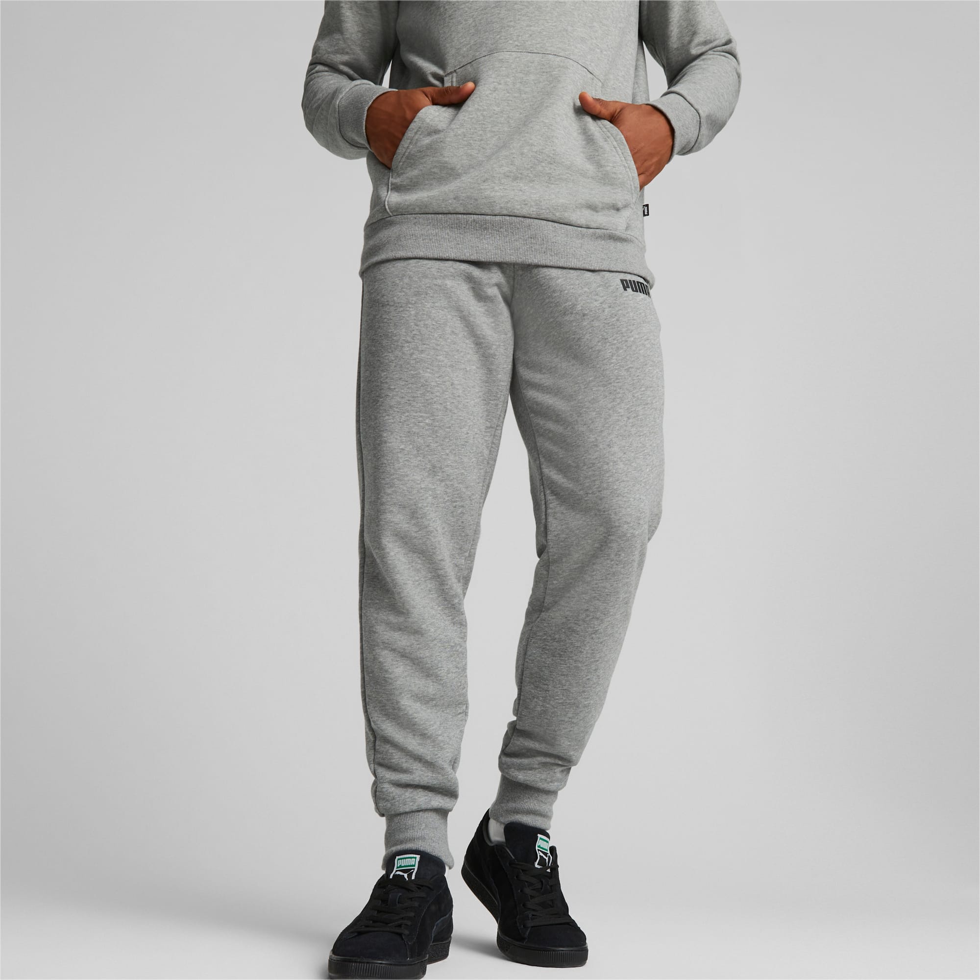 PUMA Essentials Logo Sweatpants Men, Medium Grey Heather, Size XS, Clothing