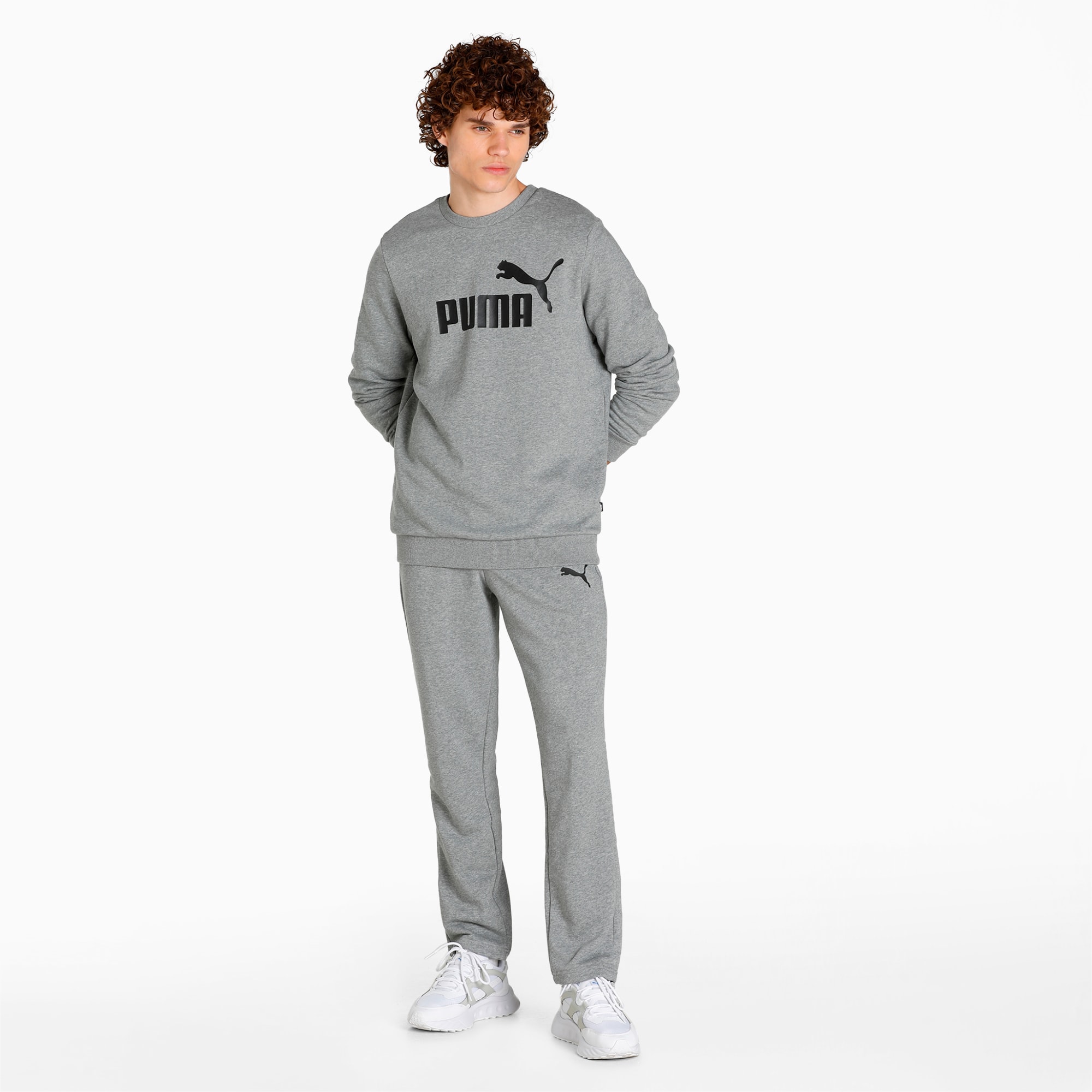 PUMA Essentials Logo Men's Sweatpants, Medium Grey Heather, Size 4XL, Clothing