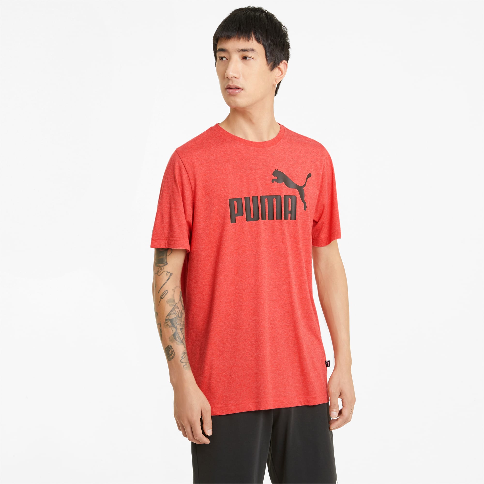 PUMA Essentials Heather Men's T-Shirt, High Risk Red, Size 3XL, Clothing