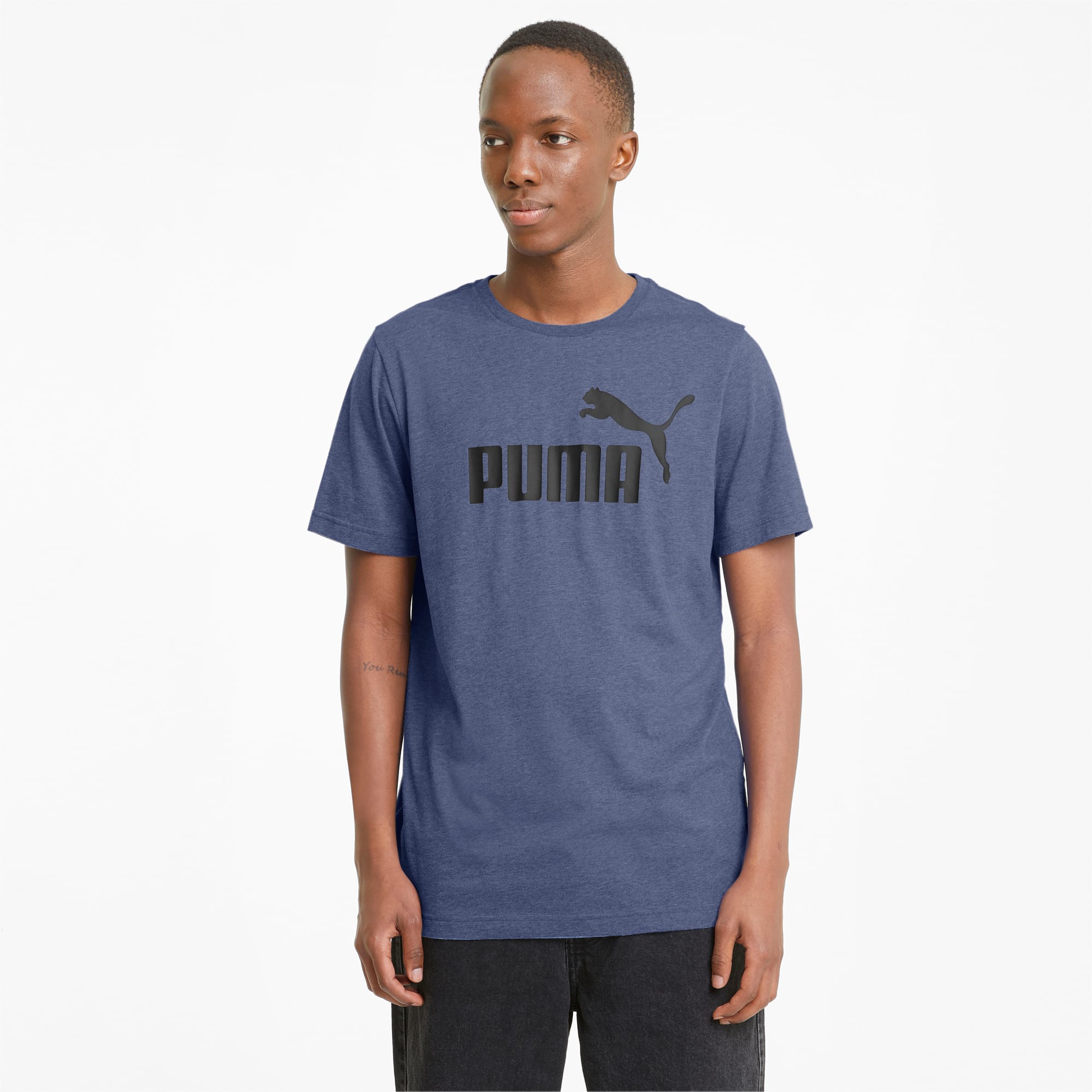 PUMA Essentials Heather shirt, Blauw/Aucun, Maat XL