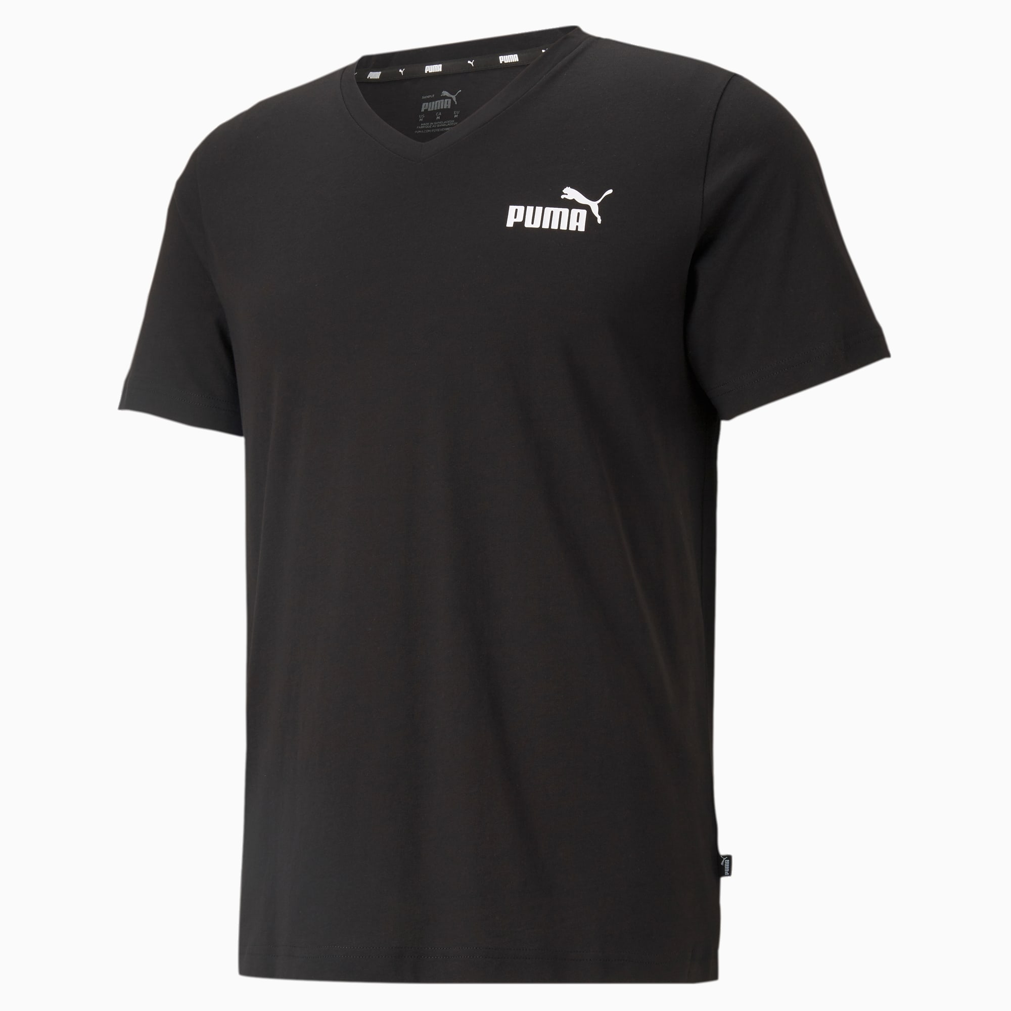 PUMA Essentials V-Neck T-Shirt Men, Black, Size XXS, Clothing