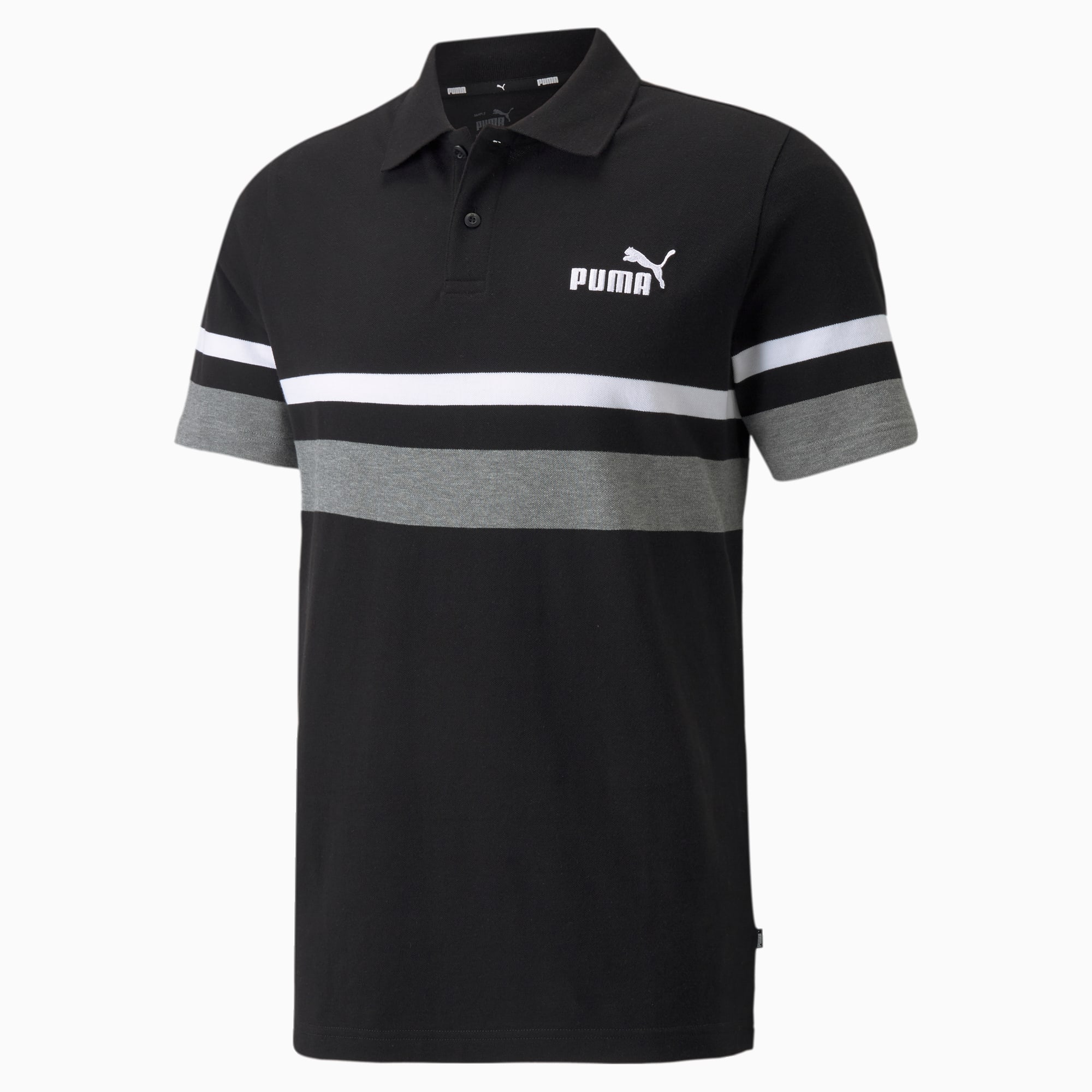 PUMA Essentials Stripe Men's Polo Shirt, Black, Size XXL, Clothing