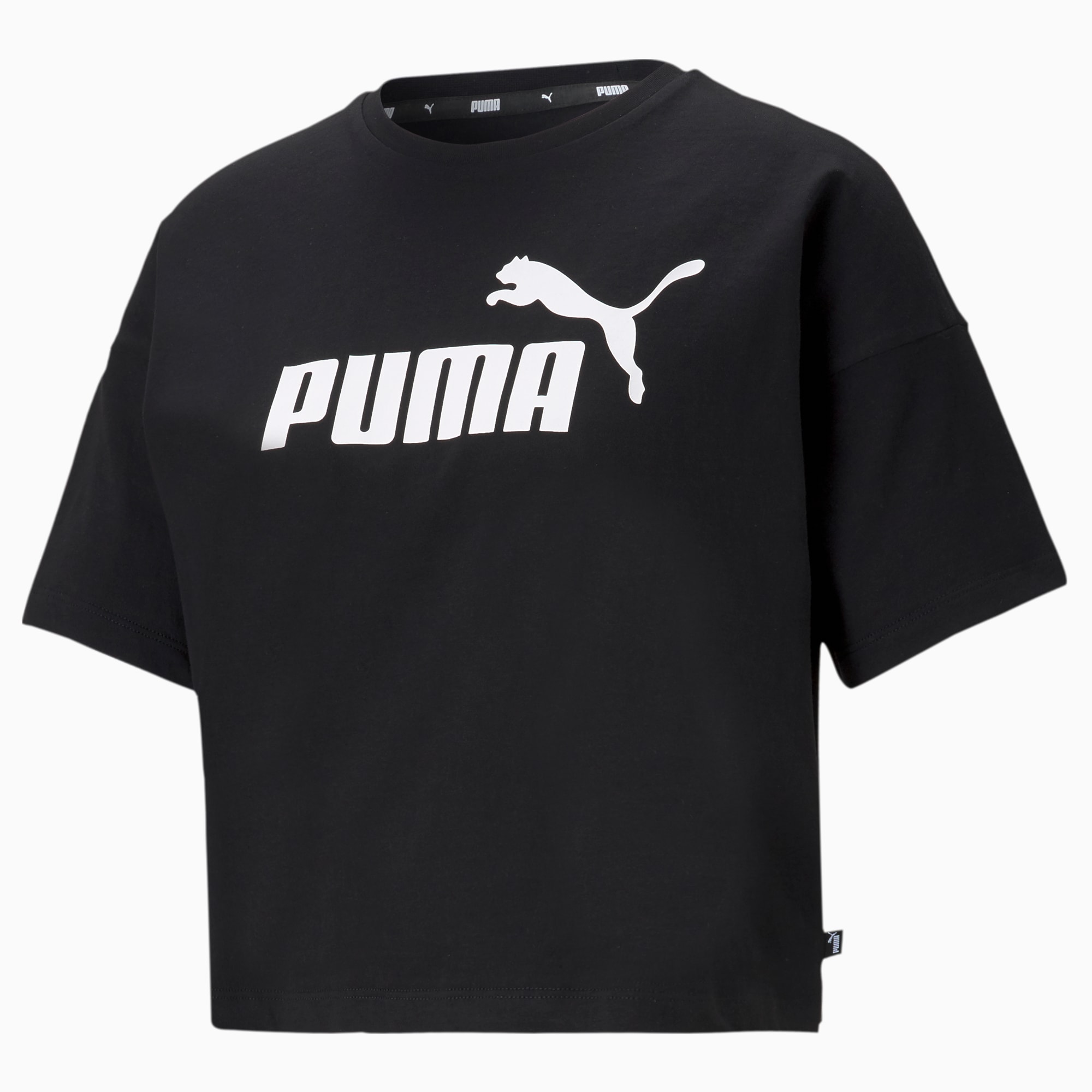 PUMA Damski Krótki T-shirt Essentials Z Logo, Czarny