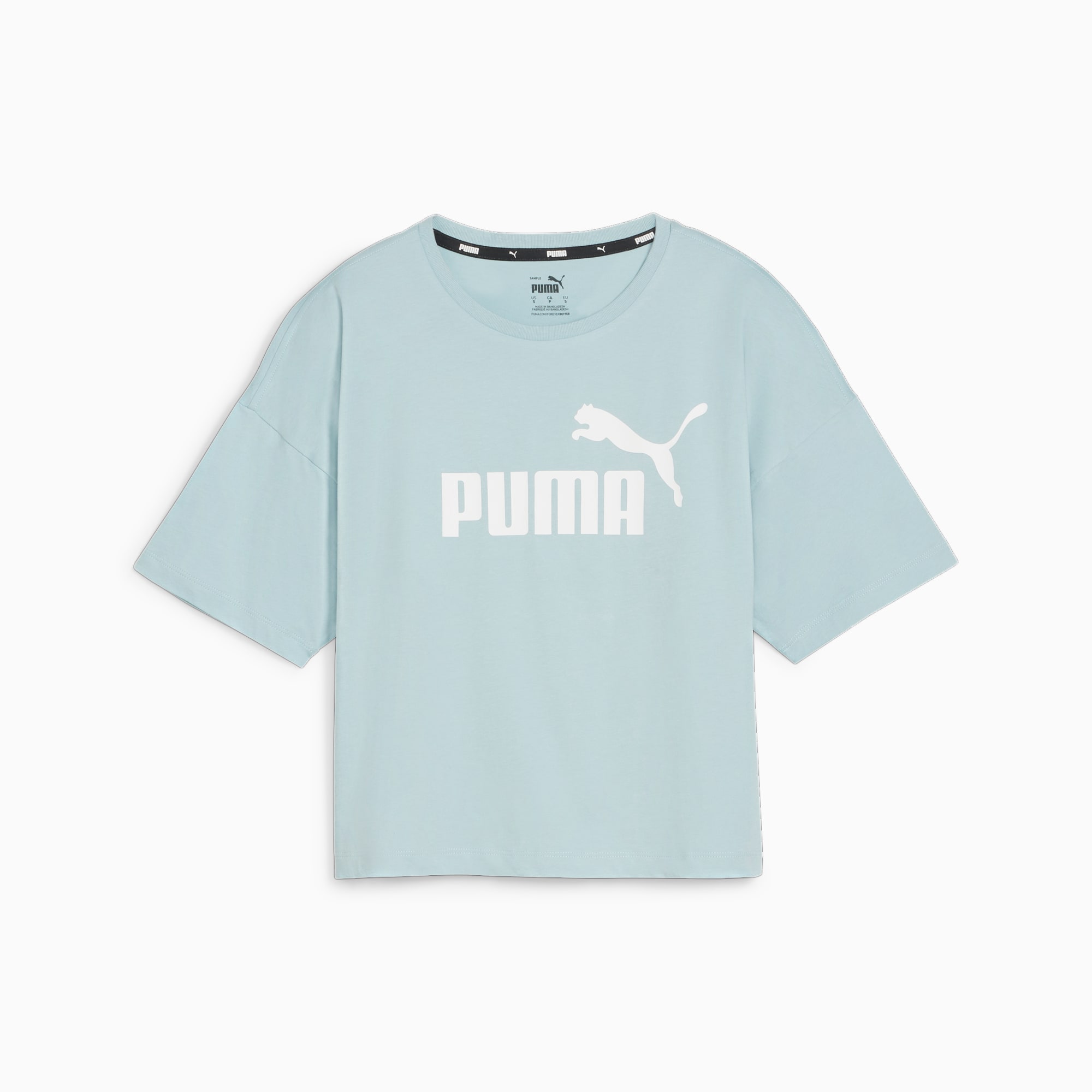 PUMA Essentials Logo Cropped T-shirt Dames, Turquoise Surf