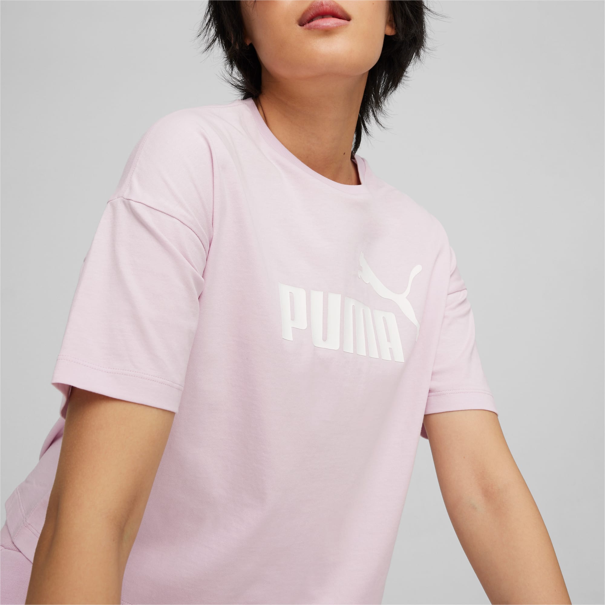 PUMA Damski Krótki T-shirt Essentials Z Logo, Grape Mist