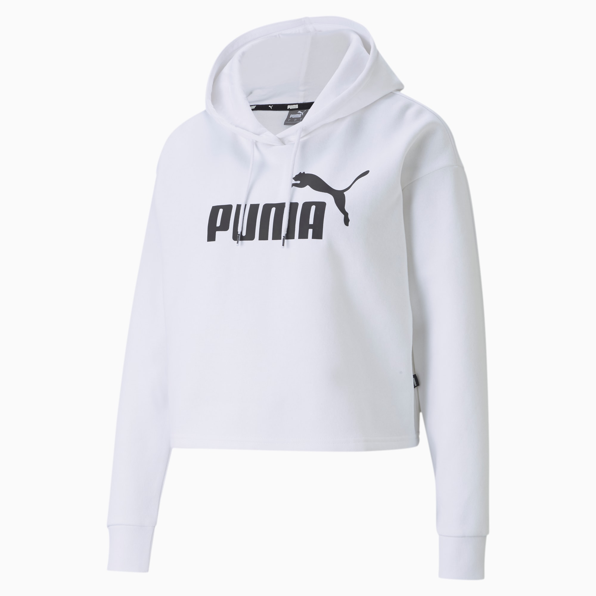 PUMA Essentials korte hoodie met logo voor Dames, Wit