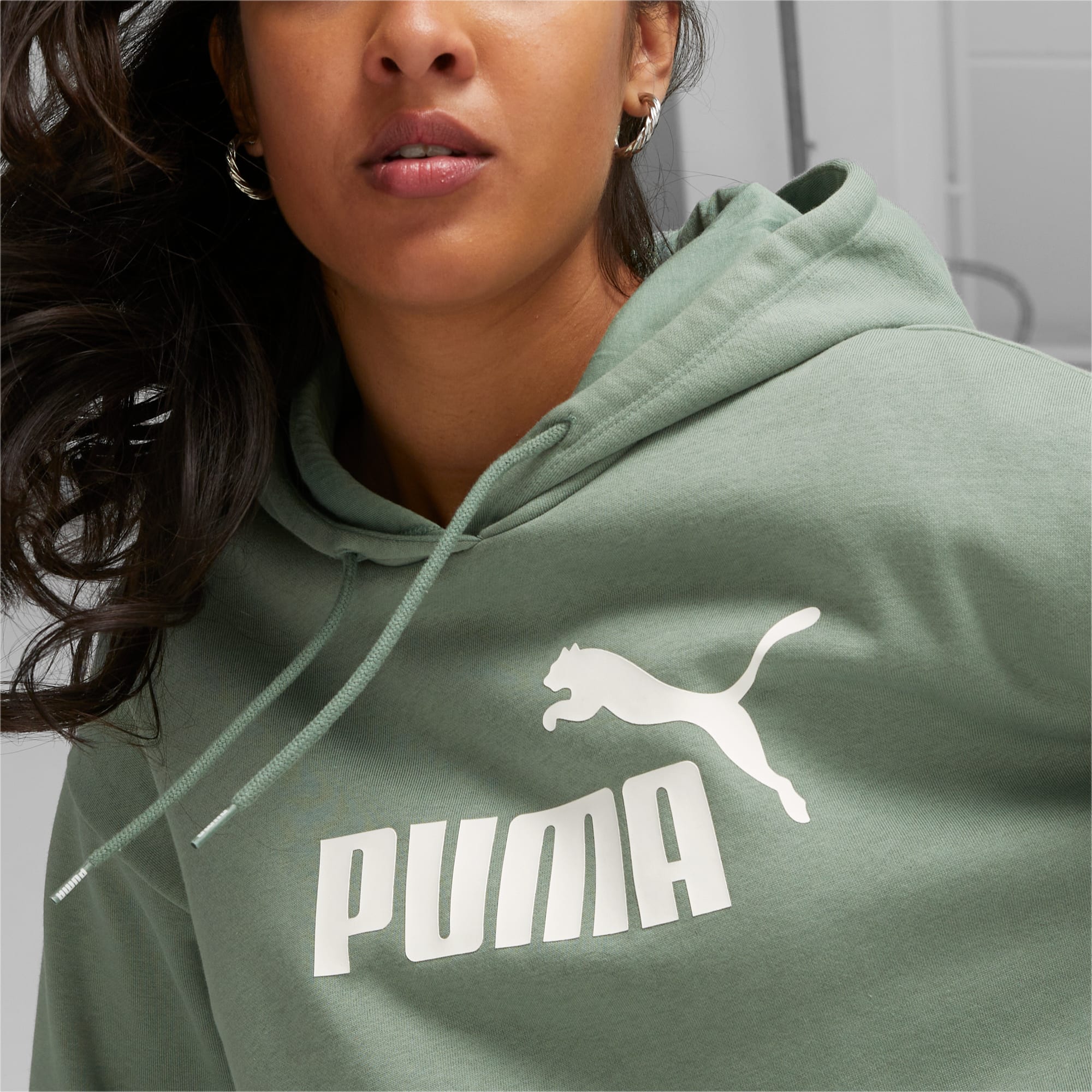 PUMA Essentials Korte Hoodie Met Logo Voor Dames, Eucalyptus