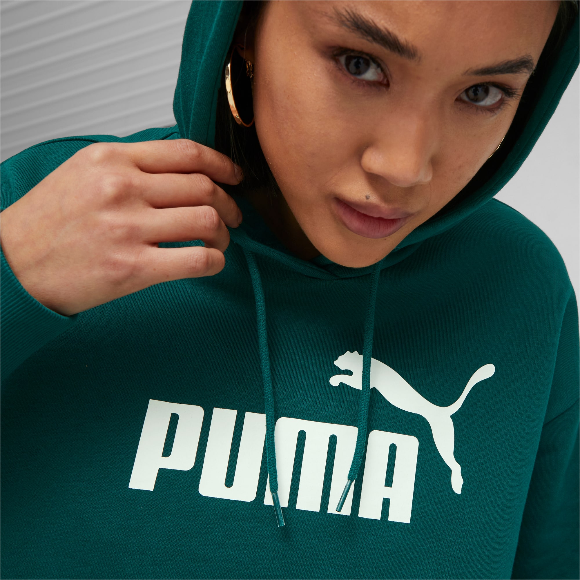 PUMA Essentials Korte Hoodie Met Logo Voor Dames, Malachite