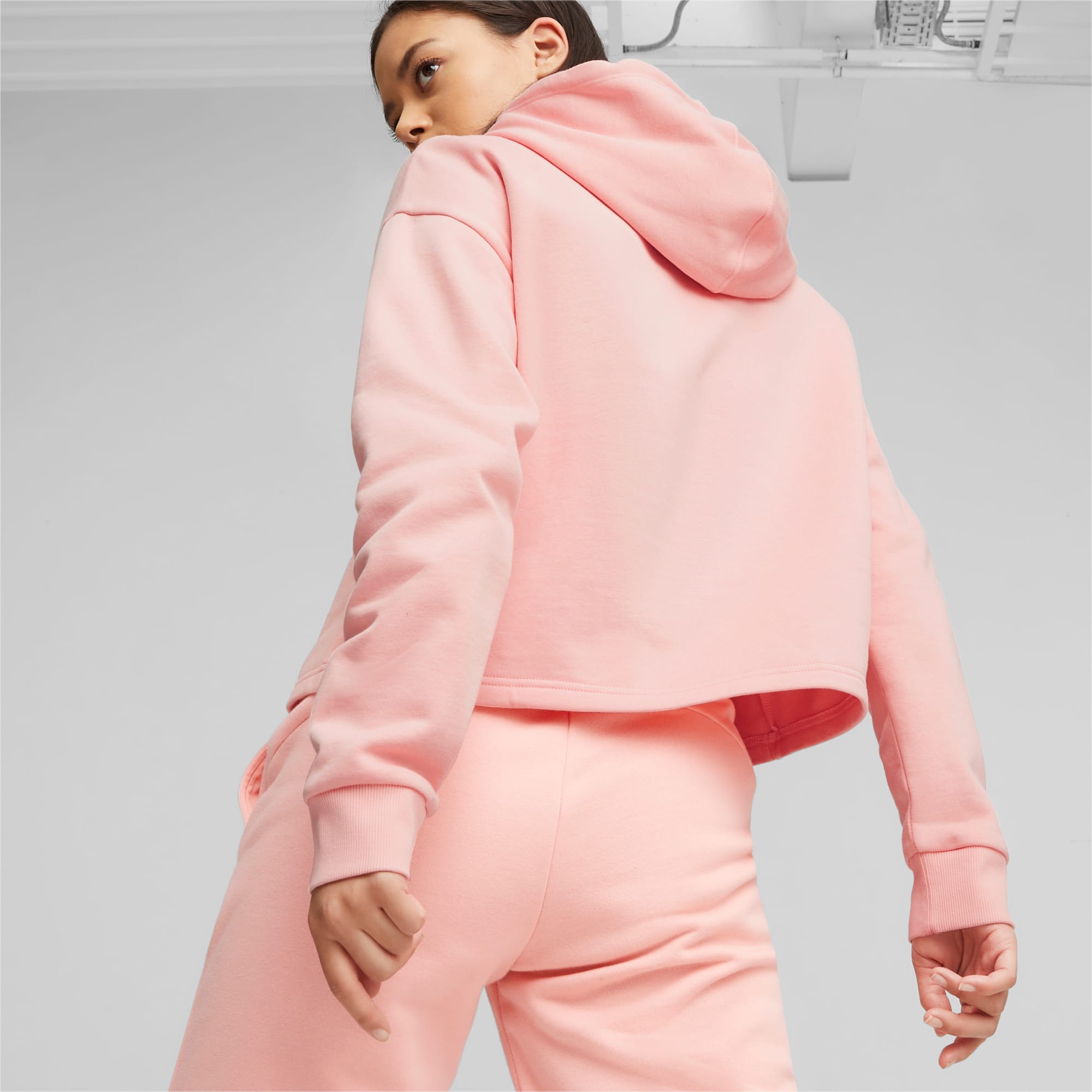 PUMA Essentials Korte Hoodie Met Logo Voor Dames, Roze