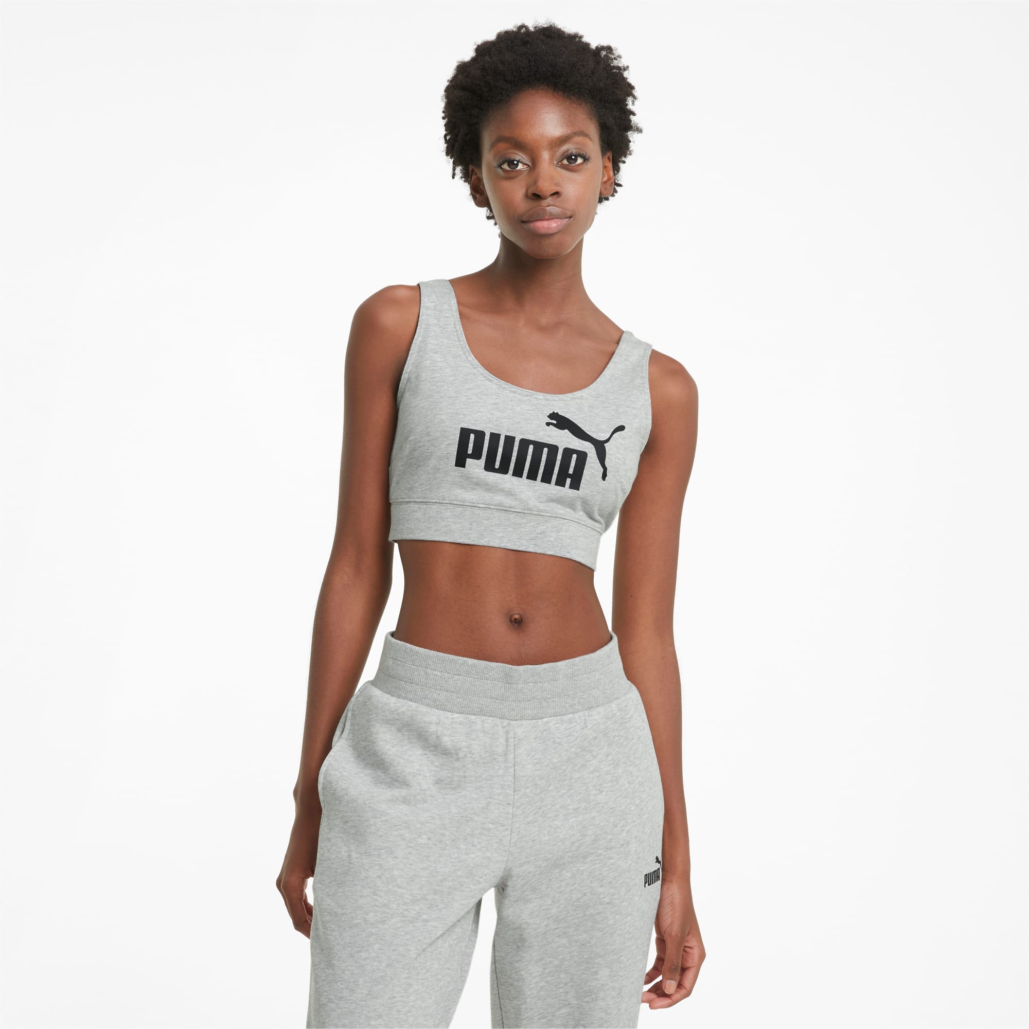 PUMA Top soutien-gorge Essentials femme, Gris/Bruyère, Taille M, Vêtements
