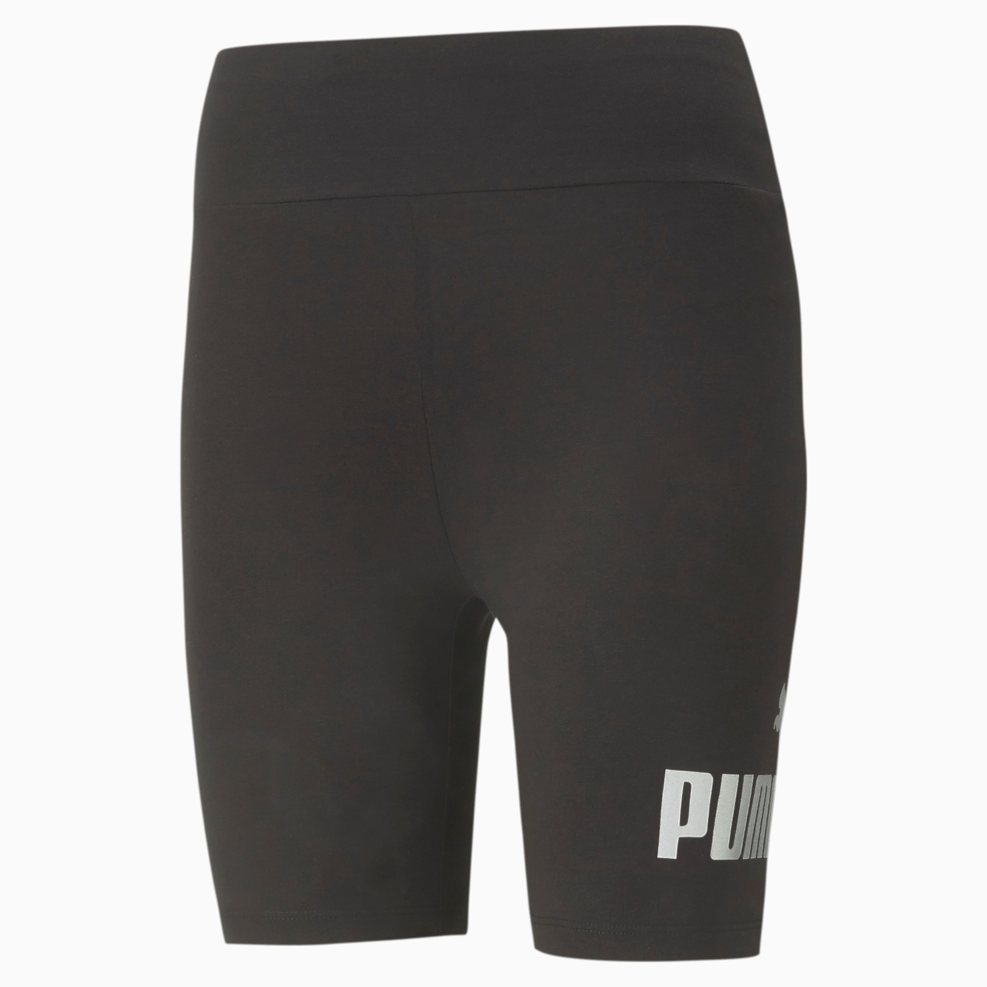 PUMA Legging court Essentials+ Metallic femme, Noir/Argent, Taille M, Vêtements