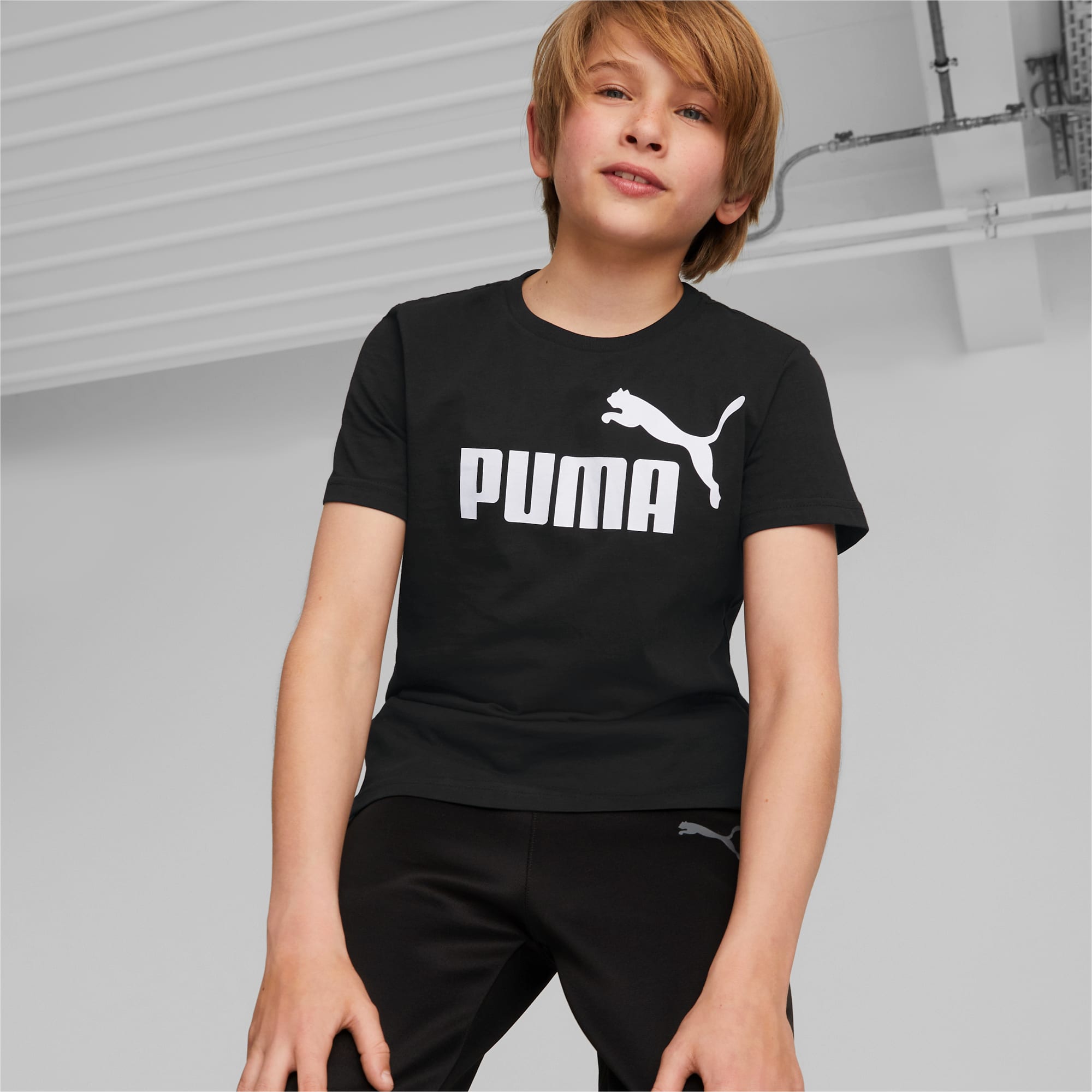 PUMA Essentials Jugend T-Shirt Mit Logo Für Kinder, Schwarz, Größe: 92, Kleidung