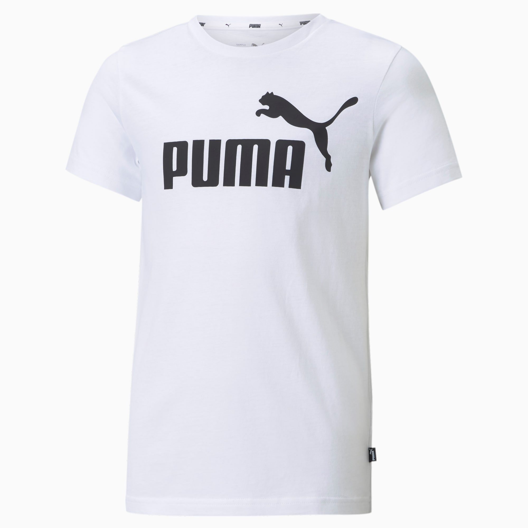 PUMA T-Shirt Essentials Logo enfant et adolescent, Blanc, Taille 104, Vêtements
