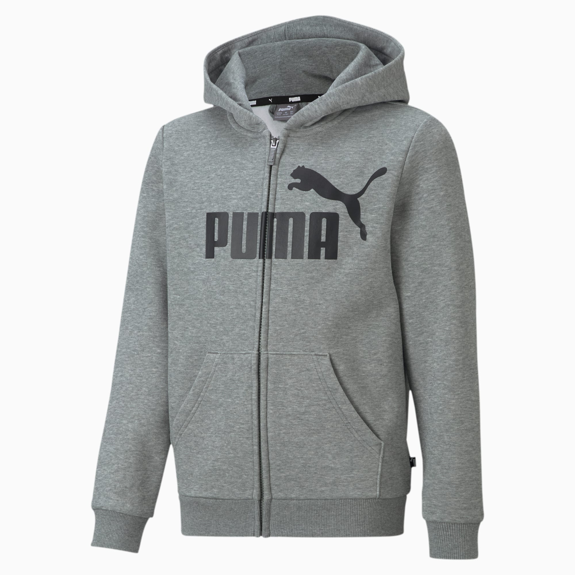 PUMA Essentials hoodie met rits met groot logo, Grijs