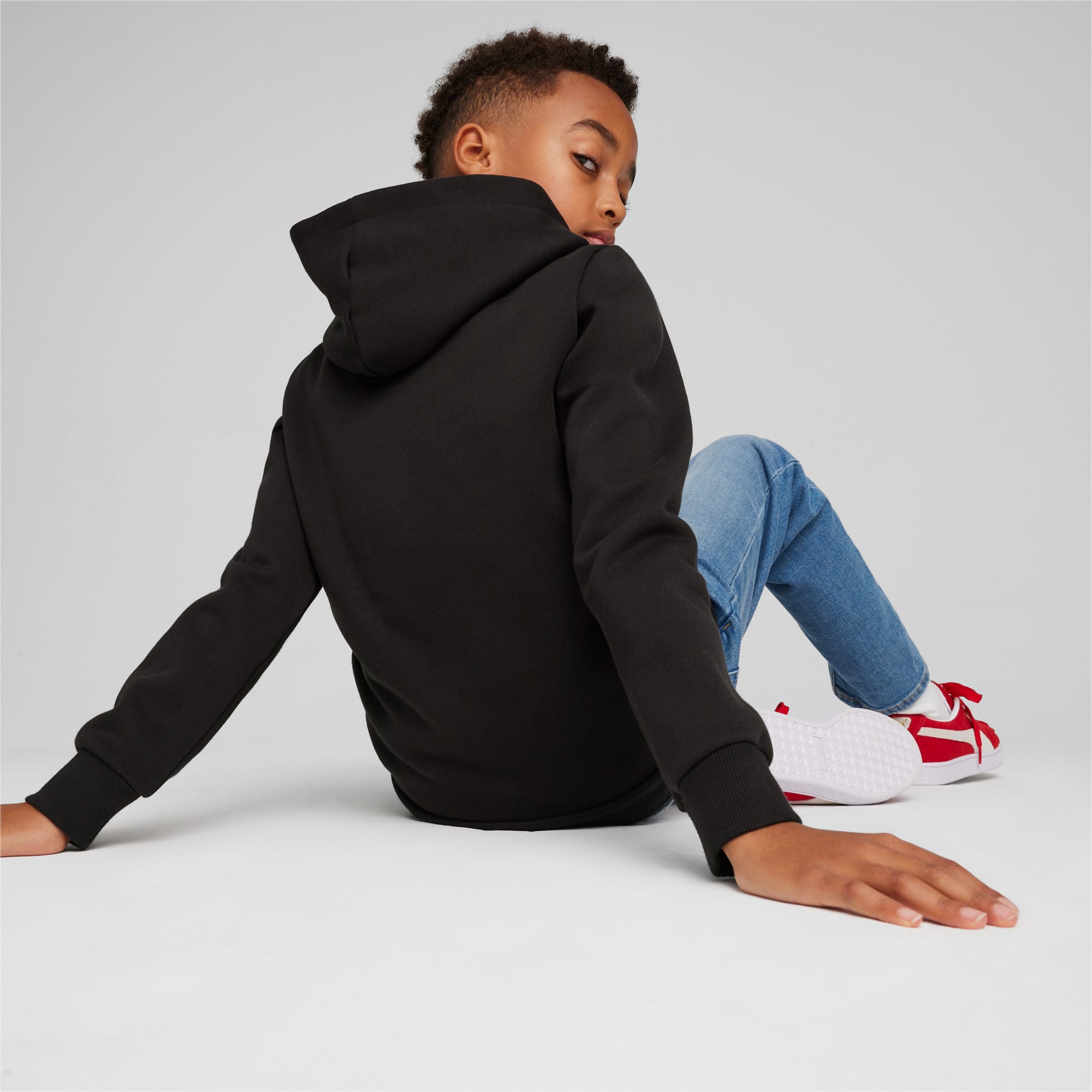 PUMA Chaussure Sweat à Capuche Essentials+ Two-Tone Big Logo Enfant Et Adolescent, Noir/Vert