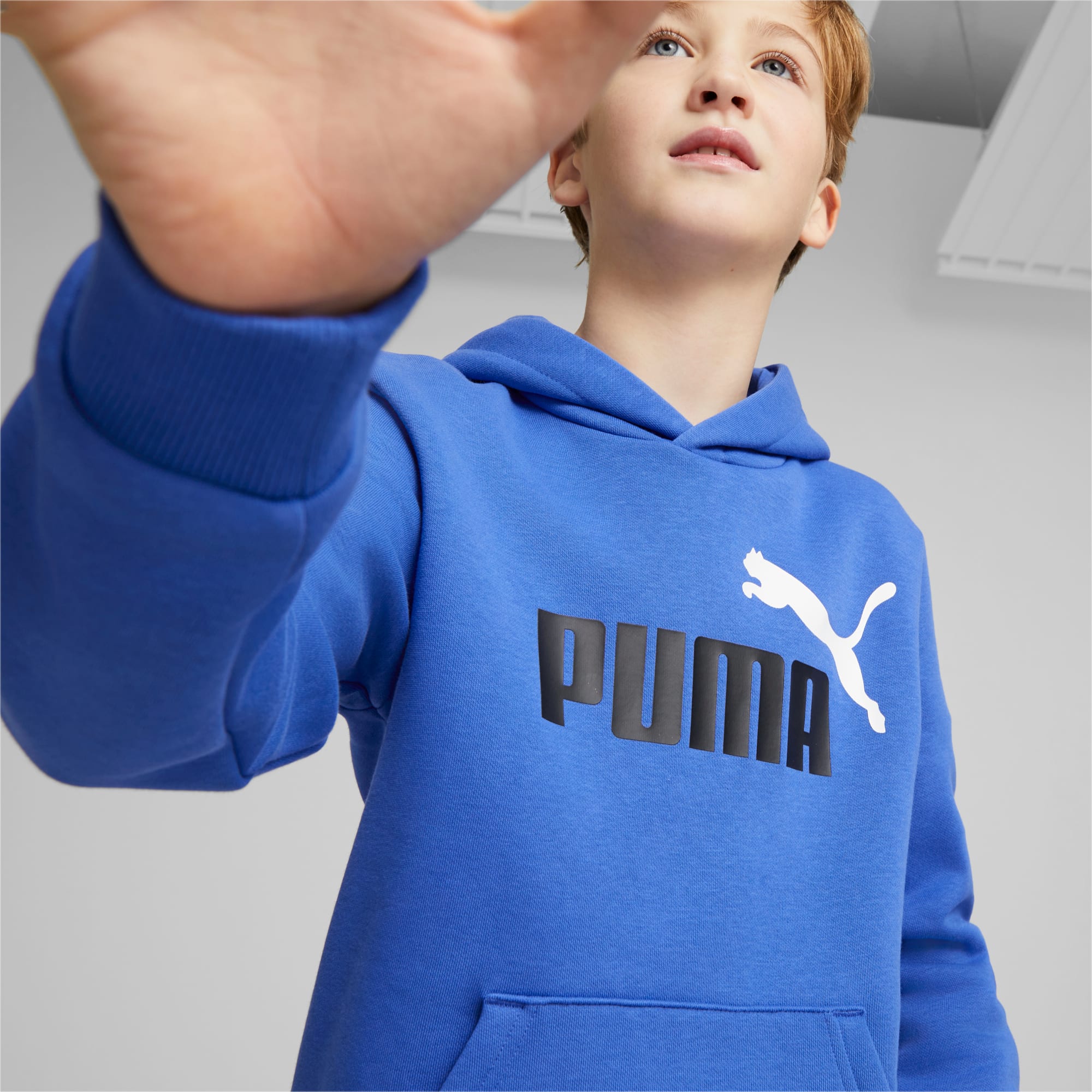 PUMA Essentials+ Two-Tone Big Logo Youth Hoodie, Royal Blue, Size 92, Clothing