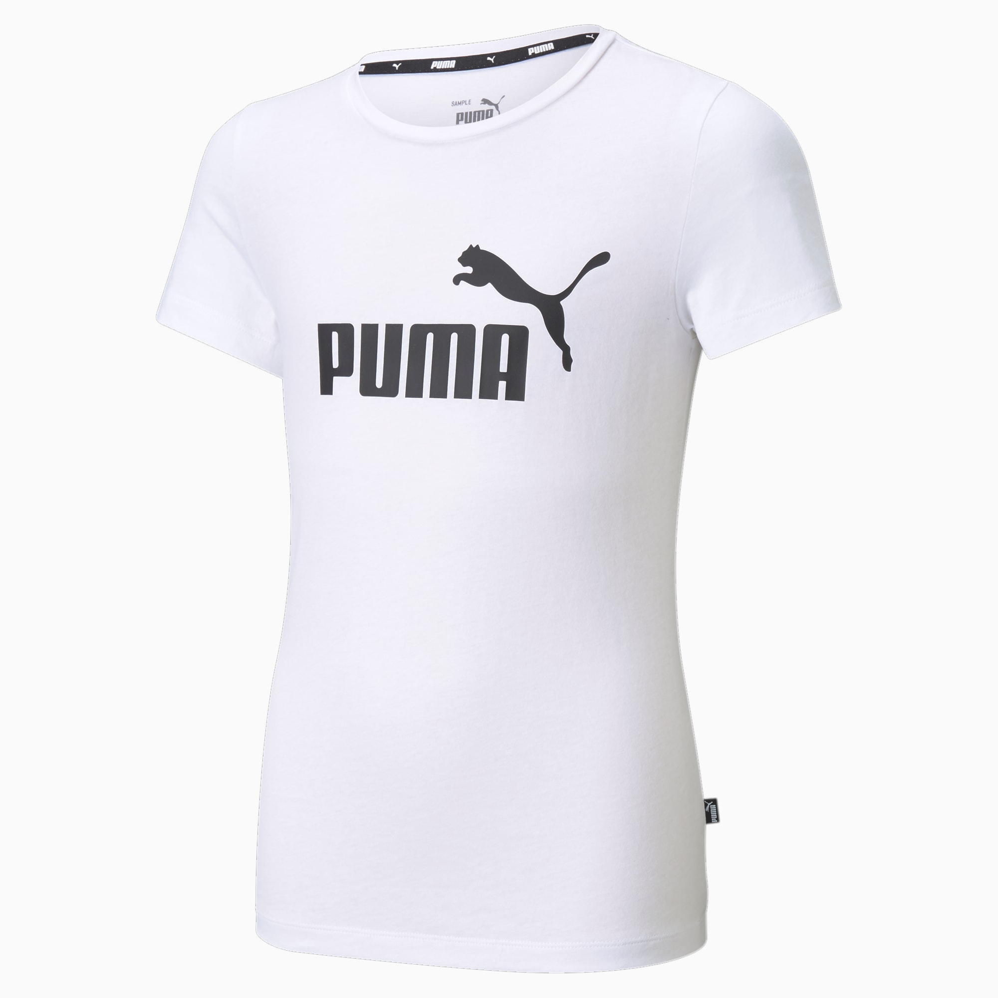 PUMA Essentials Logo Youth T-Shirt, White, Size 92, Clothing