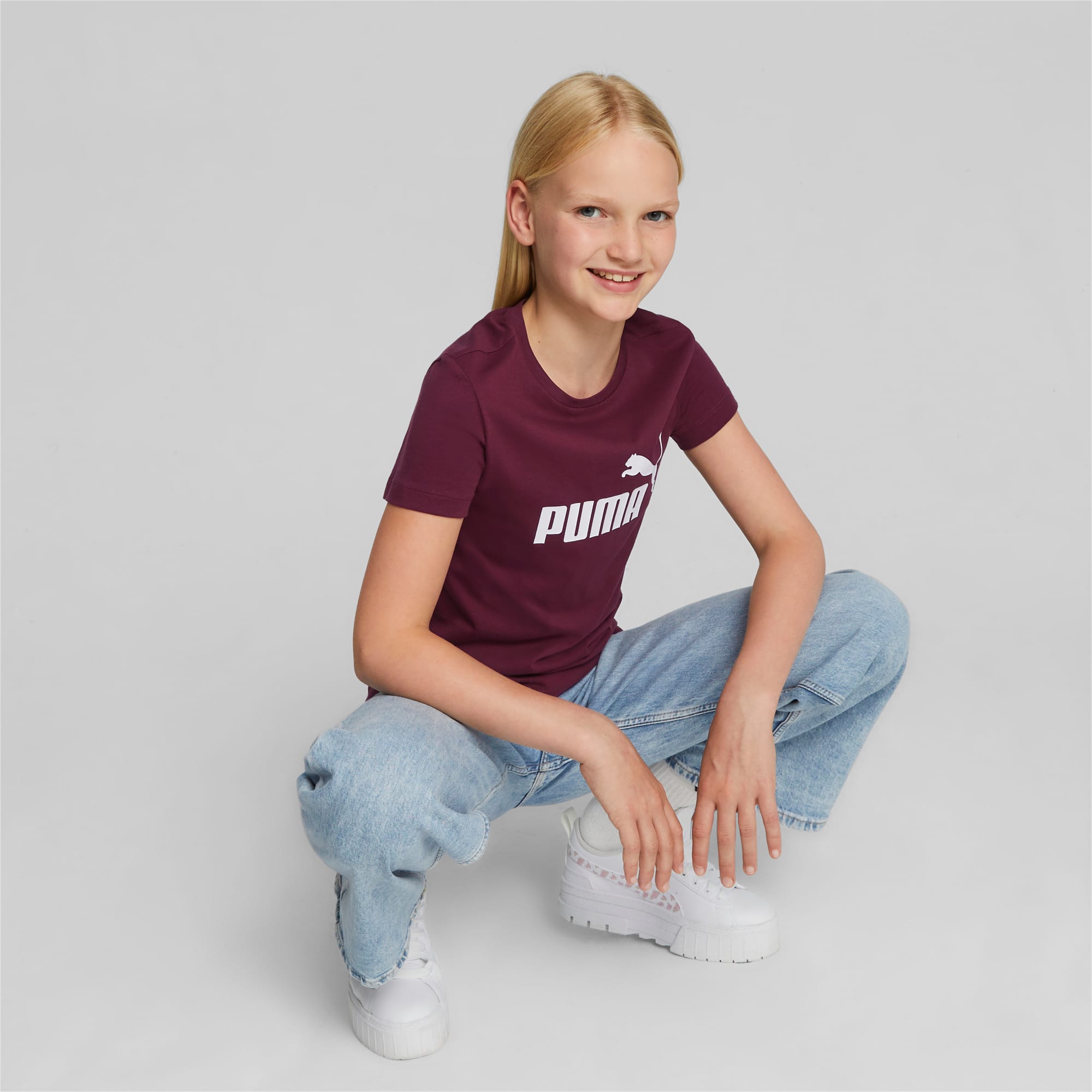PUMA Essentials Logo Youth T-Shirt, Dark Jasper, Size 92, Clothing