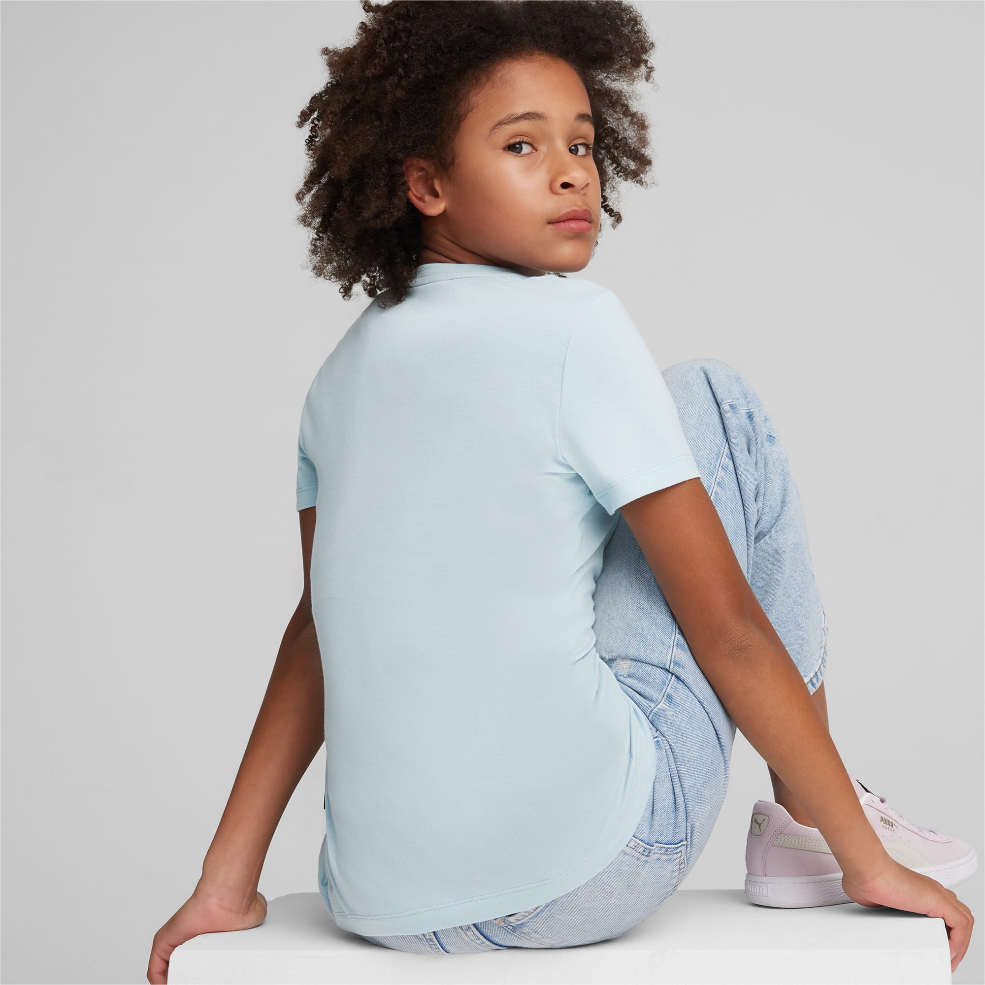 PUMA Essentials Logo Youth T-Shirt, Turquoise Surf, Size 92, Clothing