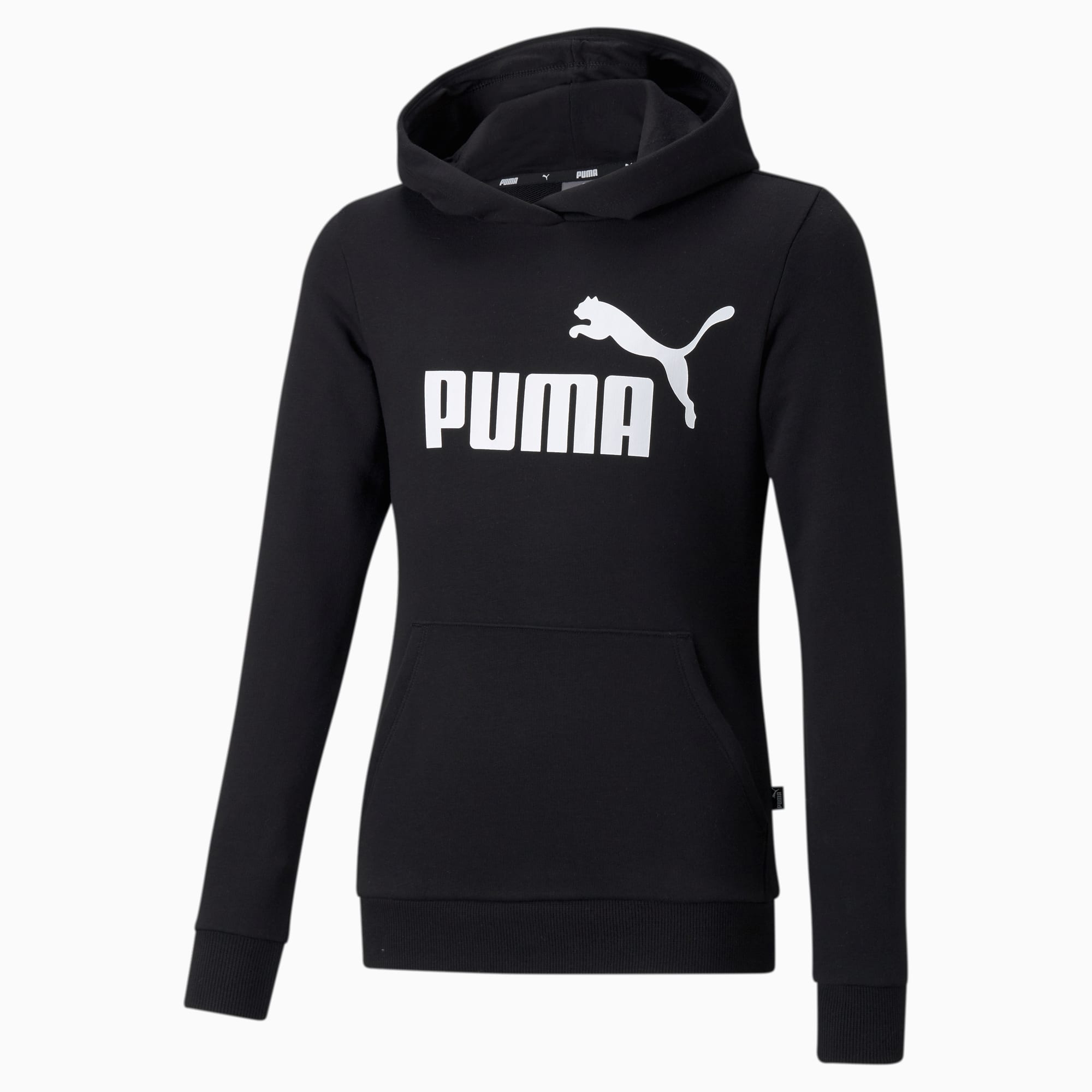 PUMA Essentials Logo Youth Hoodie, Black, Size 5-6Y, Clothing