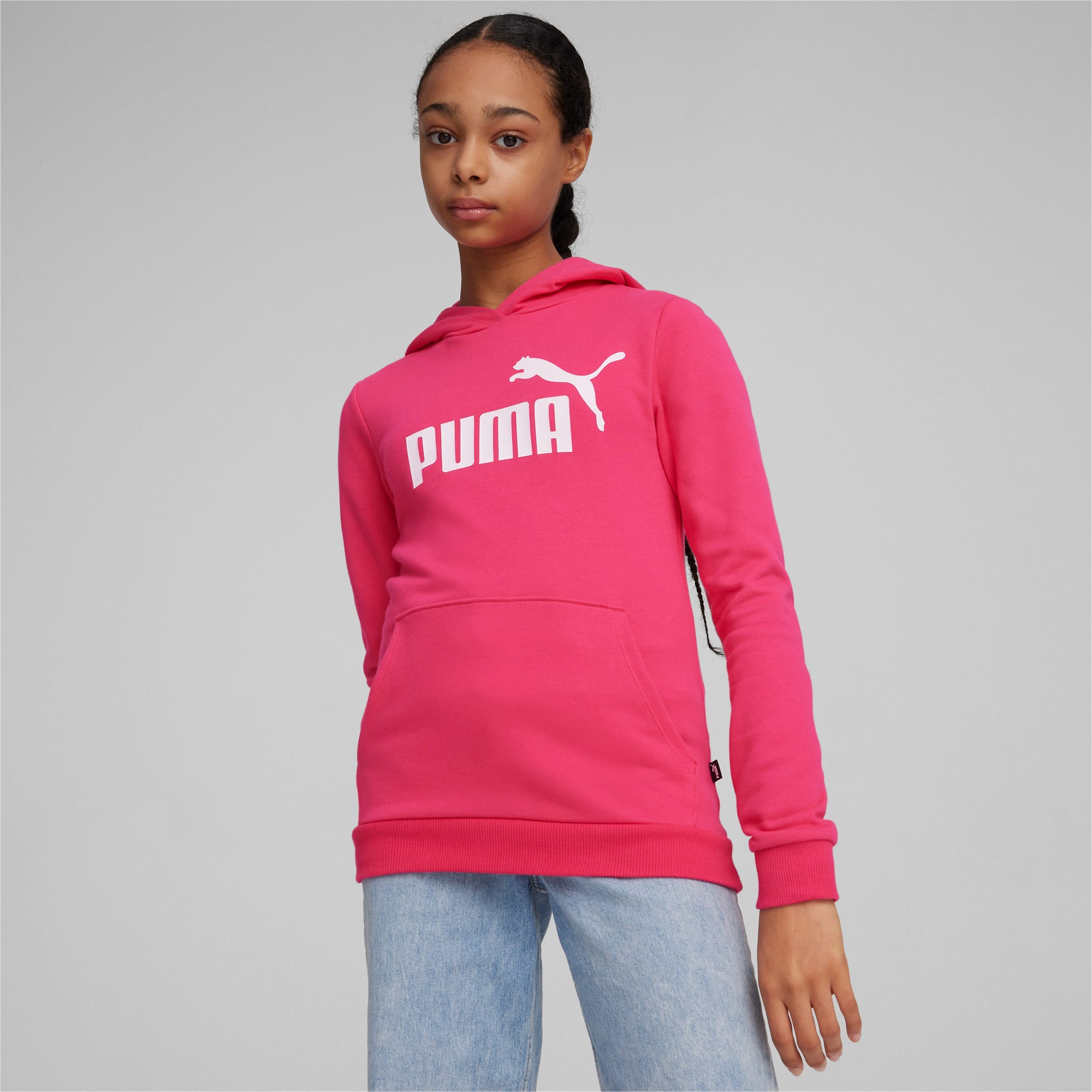 PUMA Essentials Logo Youth Hoodie, Garnet Rose, Size 2-3Y, Clothing