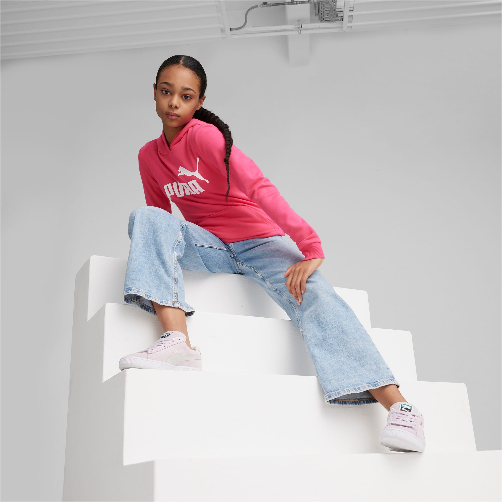 PUMA Essentials Logo Youth Hoodie, Garnet Rose, Size 2-3Y, Clothing