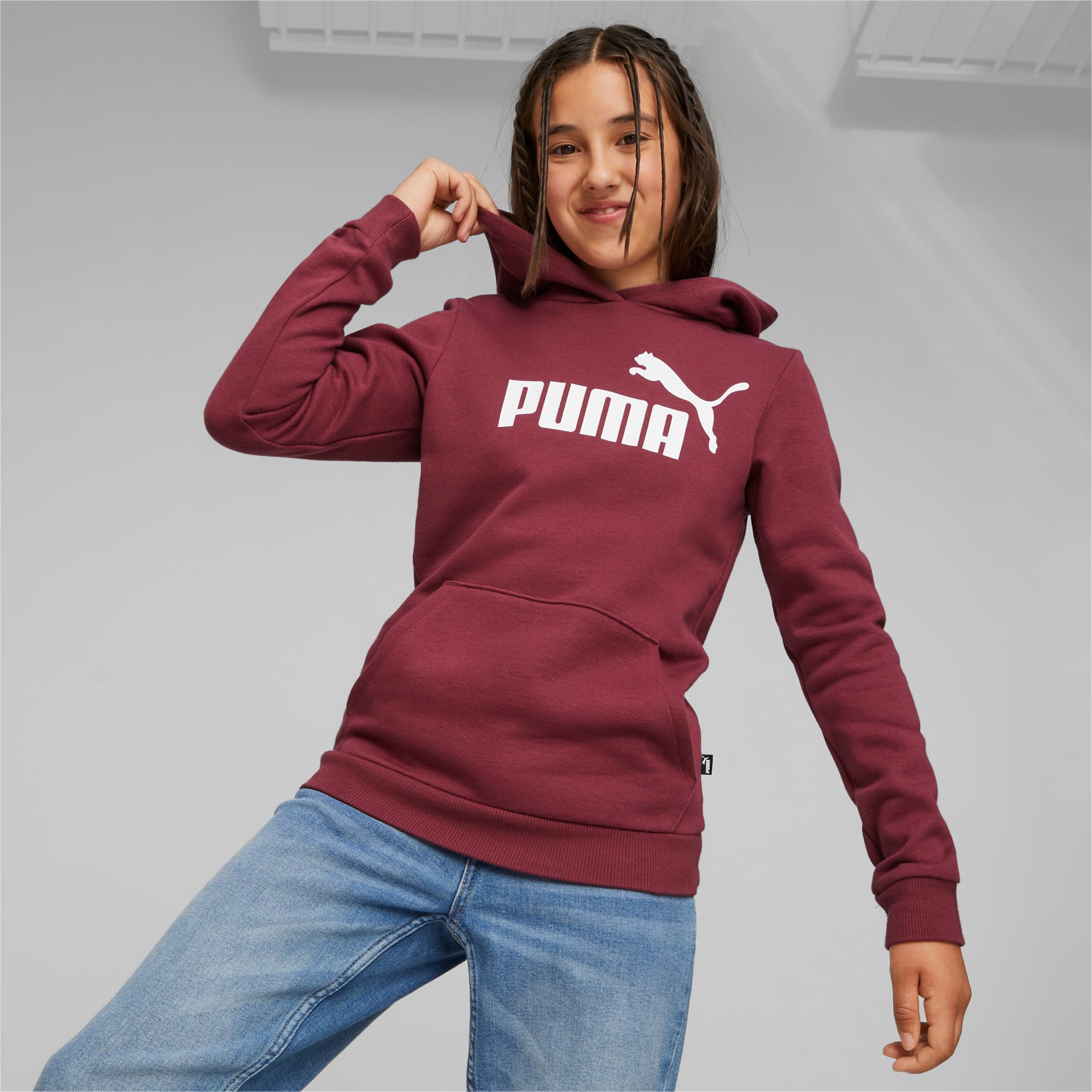 PUMA Essentials Logo Youth Hoodie, Dark Jasper, Size 128, Clothing
