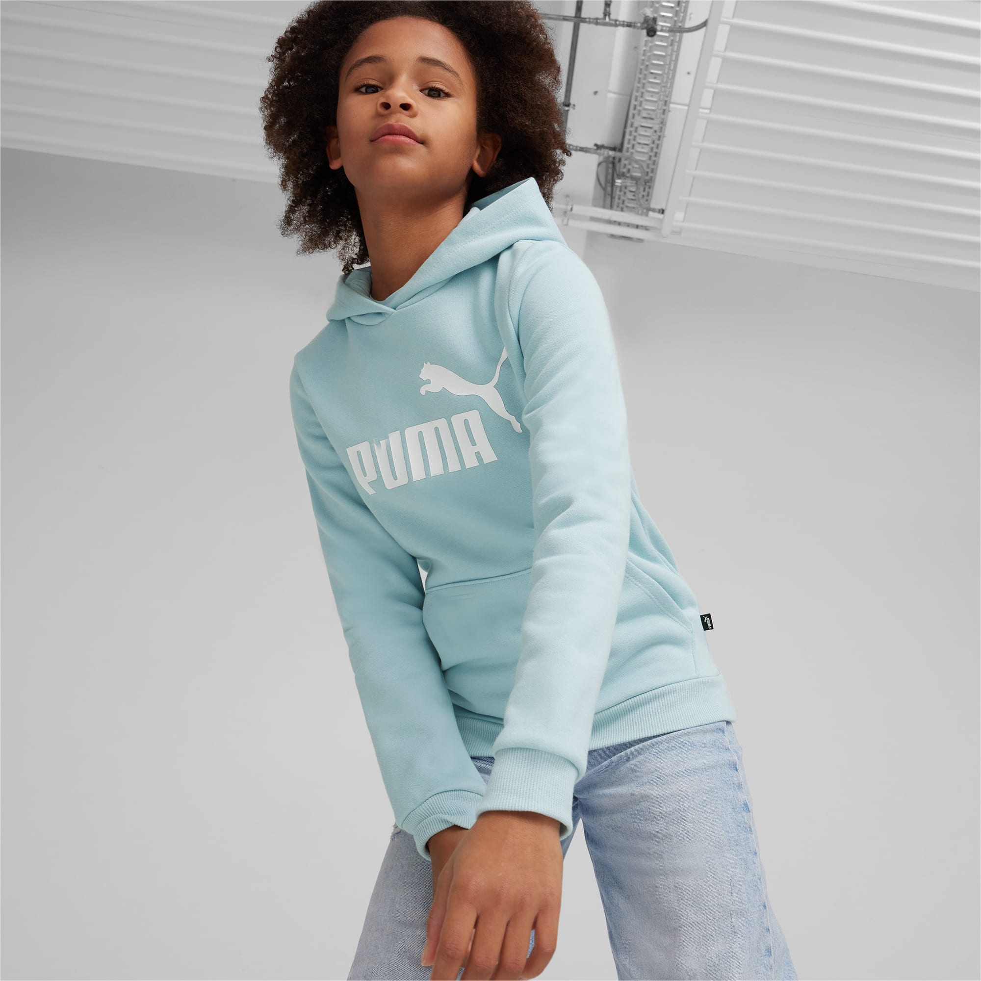 PUMA Essentials Logo Youth Hoodie, Turquoise Surf, Size 92, Clothing
