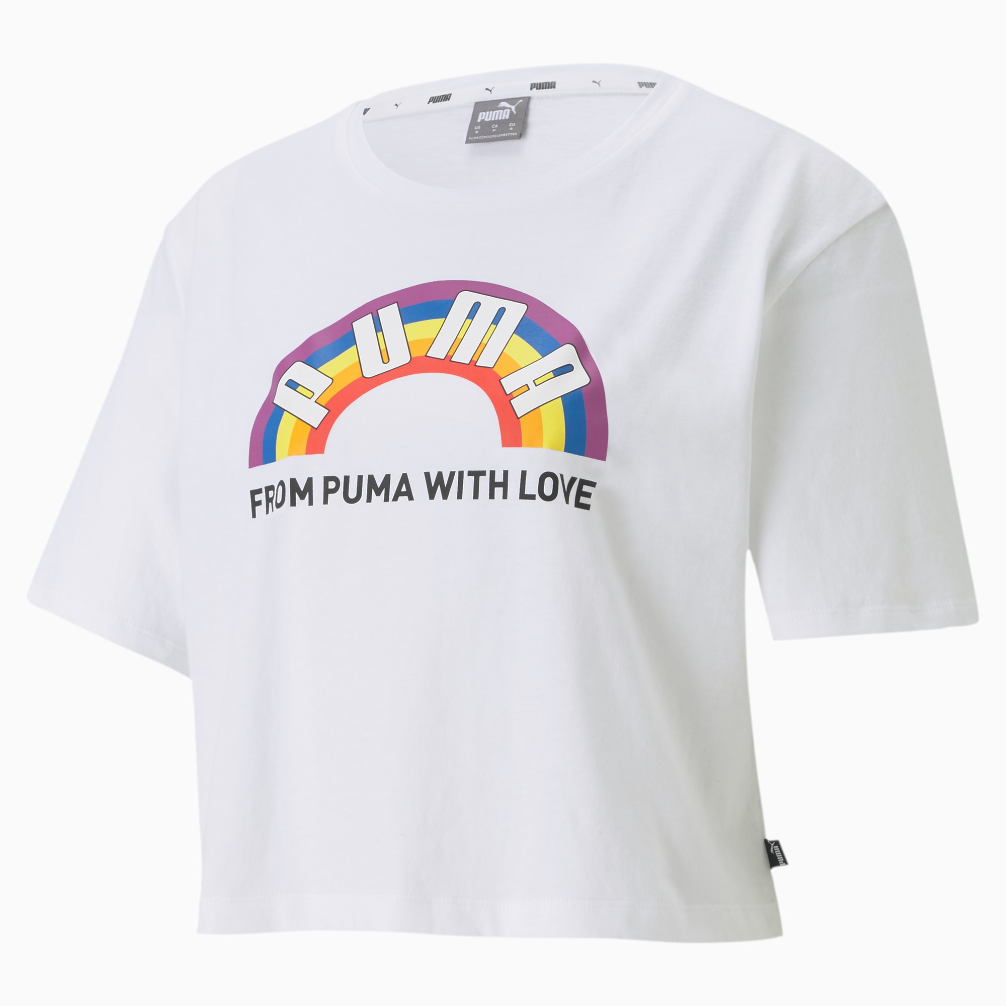 PUMA T-Shirt Pride Graphic pour Femme, Blanc, Taille XL, Vêtements