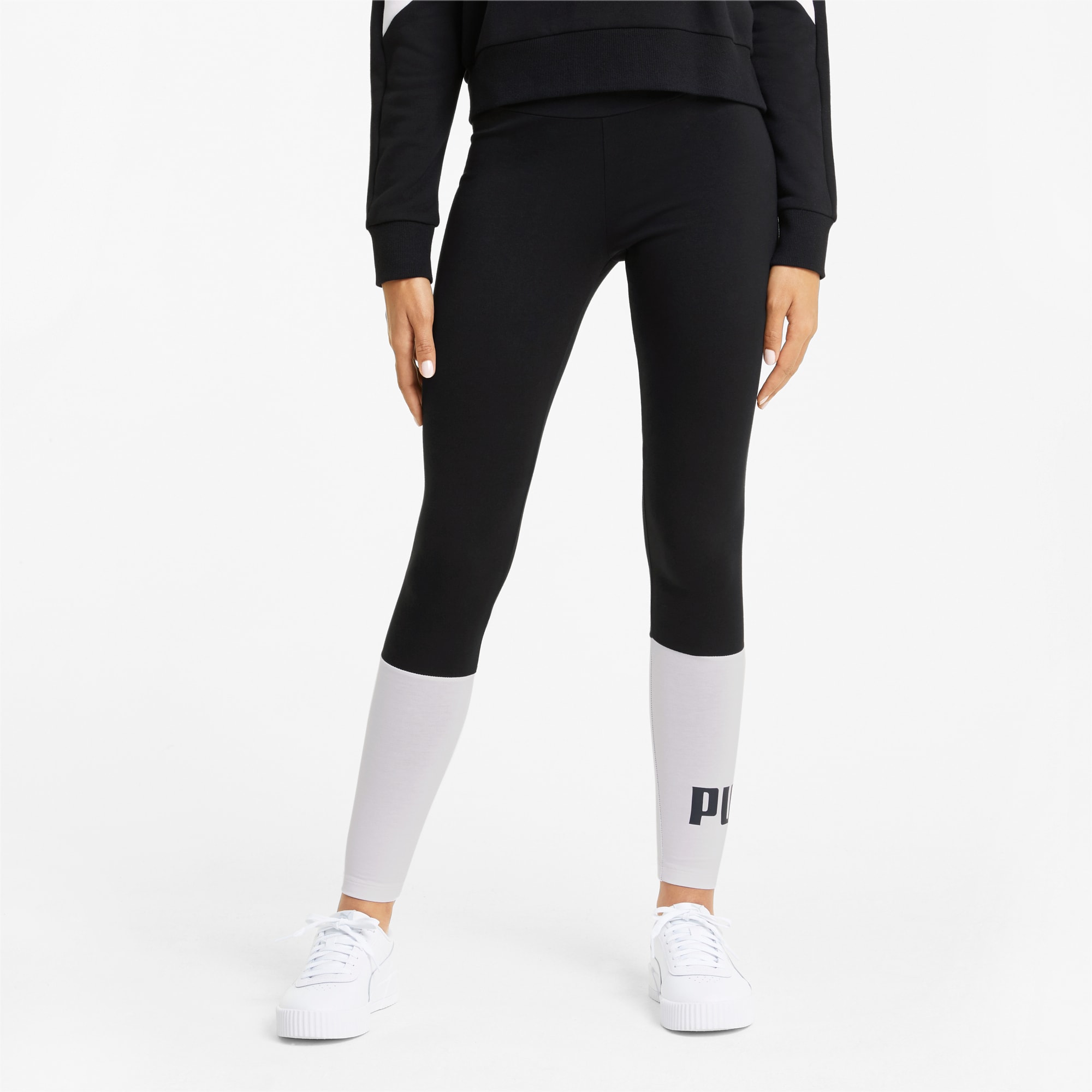PUMA Legging avec blocs de couleurs Essentials+ femme, Noir, Taille L, Vêtements