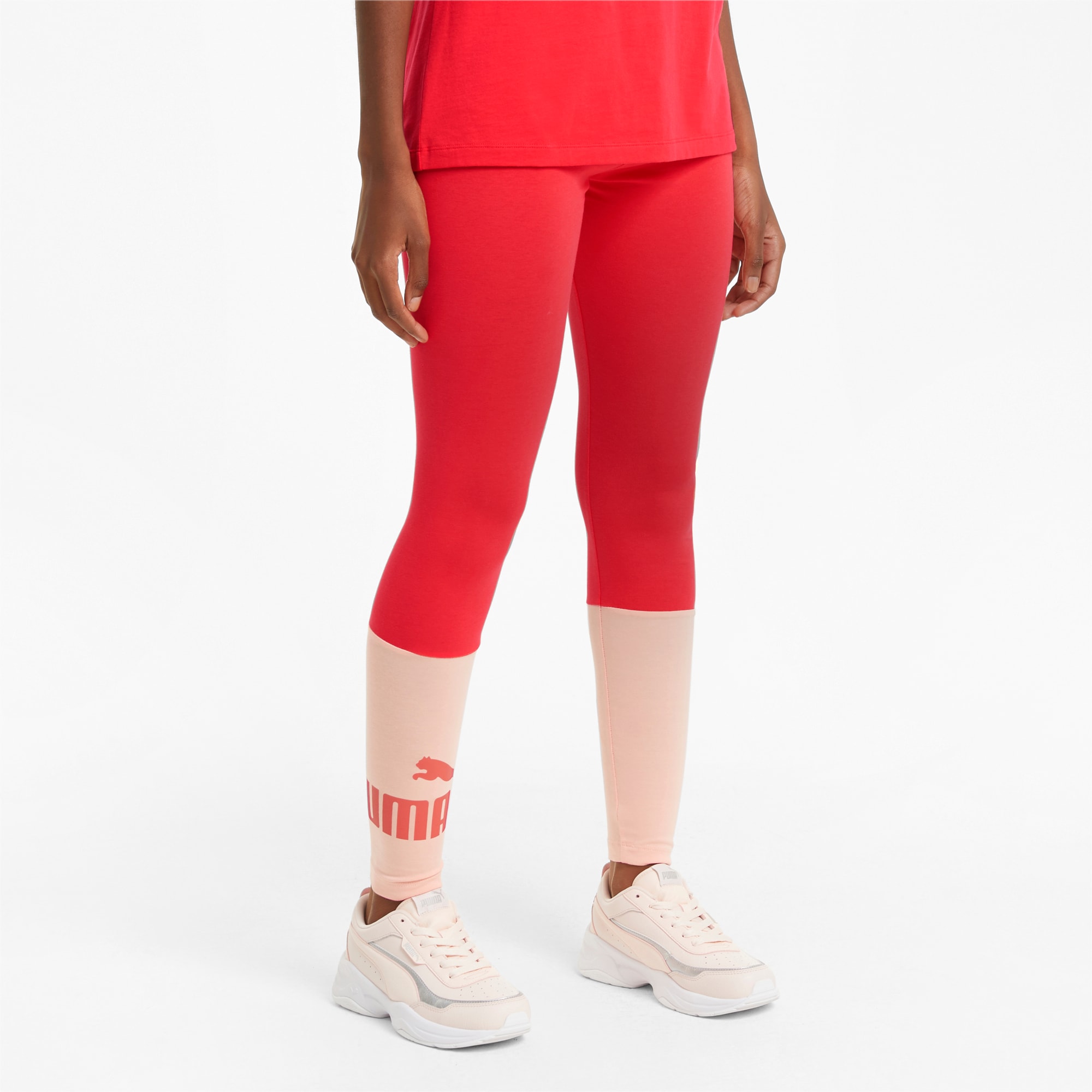 PUMA Legging avec blocs de couleurs Essentials+ femme, Rouge, Taille XS, Vêtements