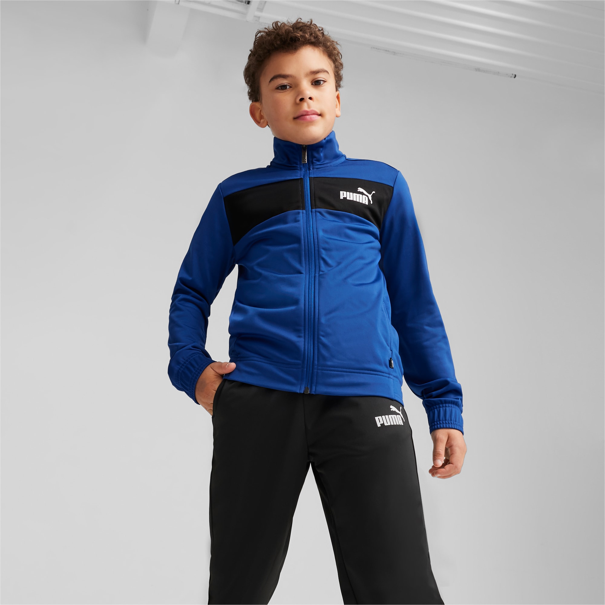 PUMA Jugend-Trainingsanzug Aus Polyester Für Kinder, Blau, Größe: 128, Kleidung