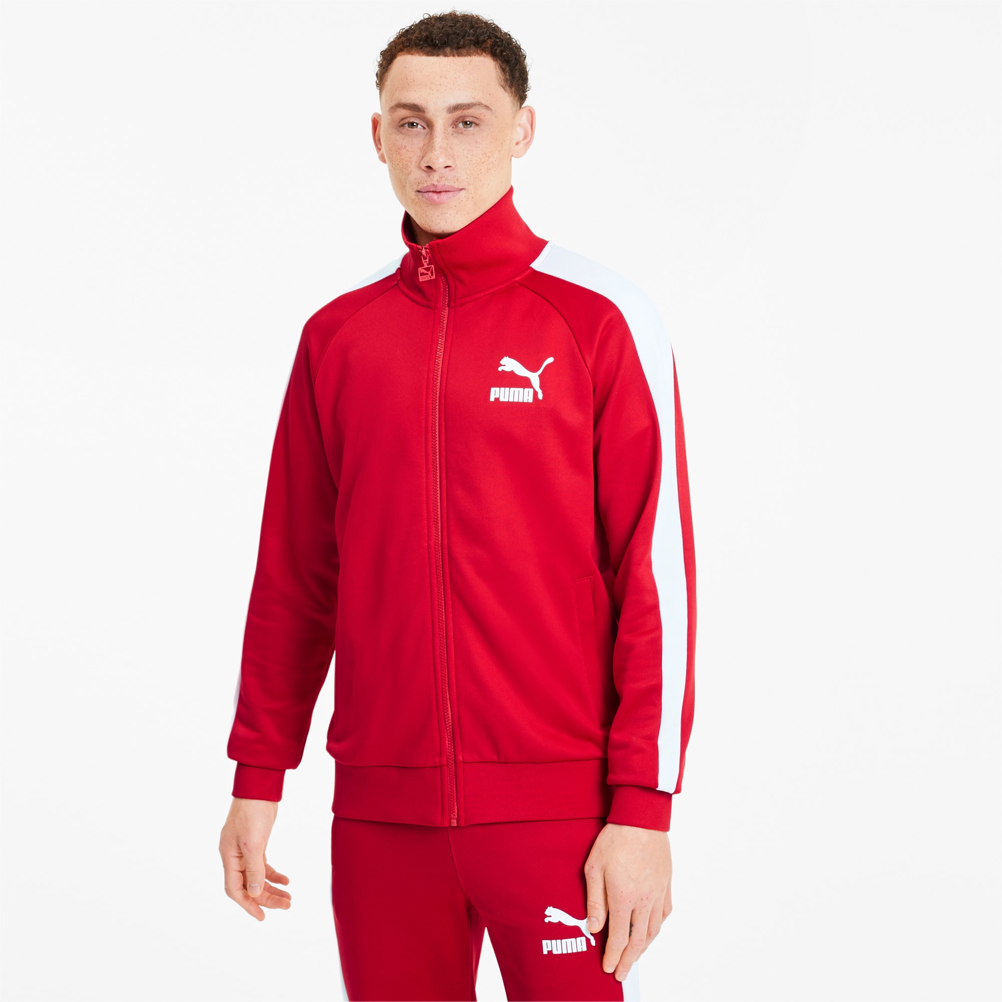 PUMA Blouson de survêtement Iconic T7 pour Homme, Rouge, Taille L, Vêtements