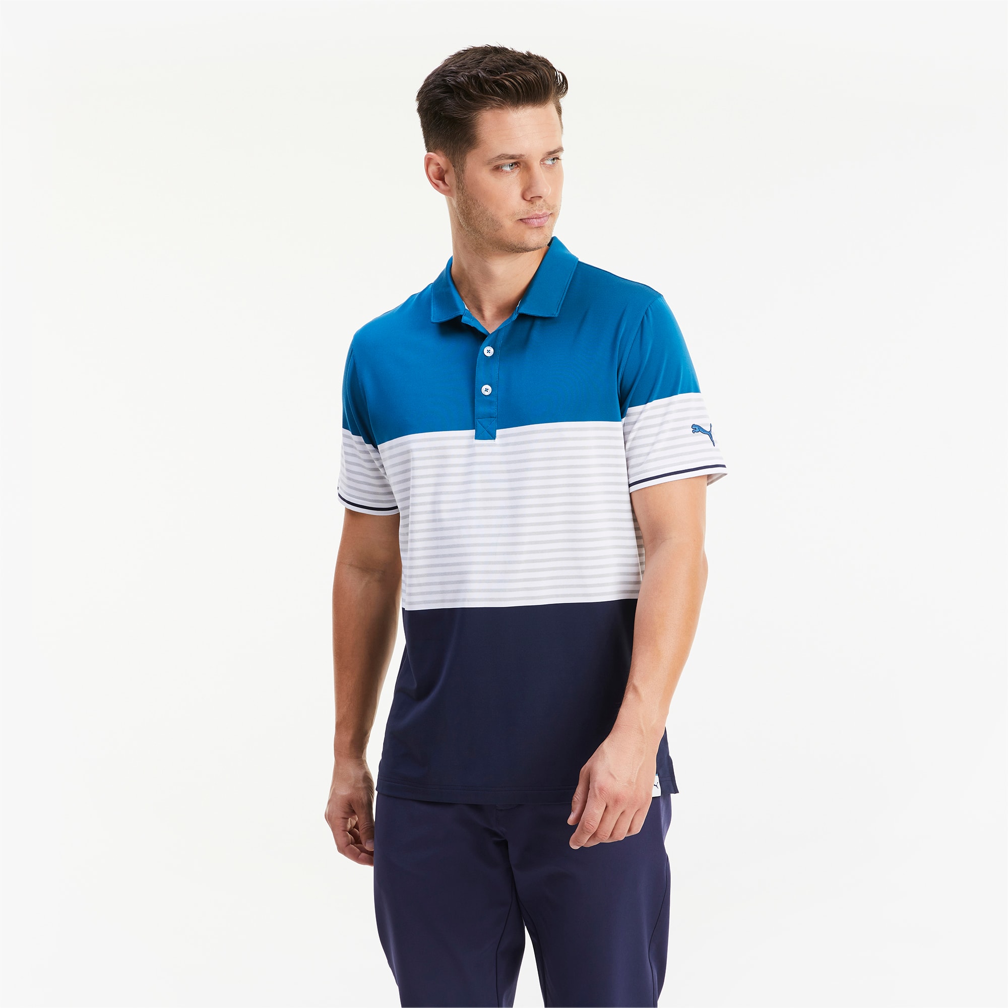 PUMA Polo de golf CLOUDSPUN Taylor pour Homme, Bleu, Taille S, Vêtements
