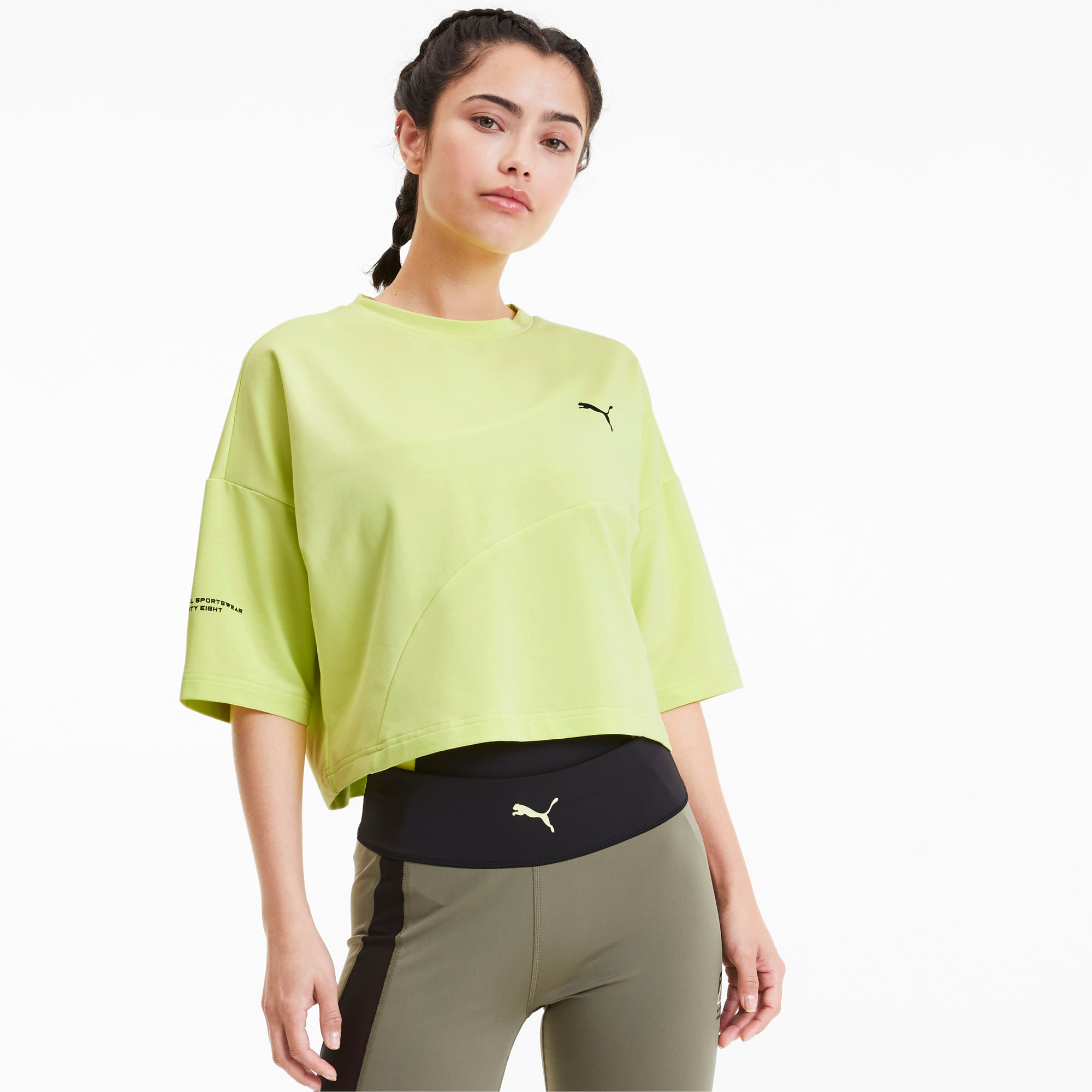 Evide Form Stripe Cropped T-shirt, Groen, Maat XL | PUMA