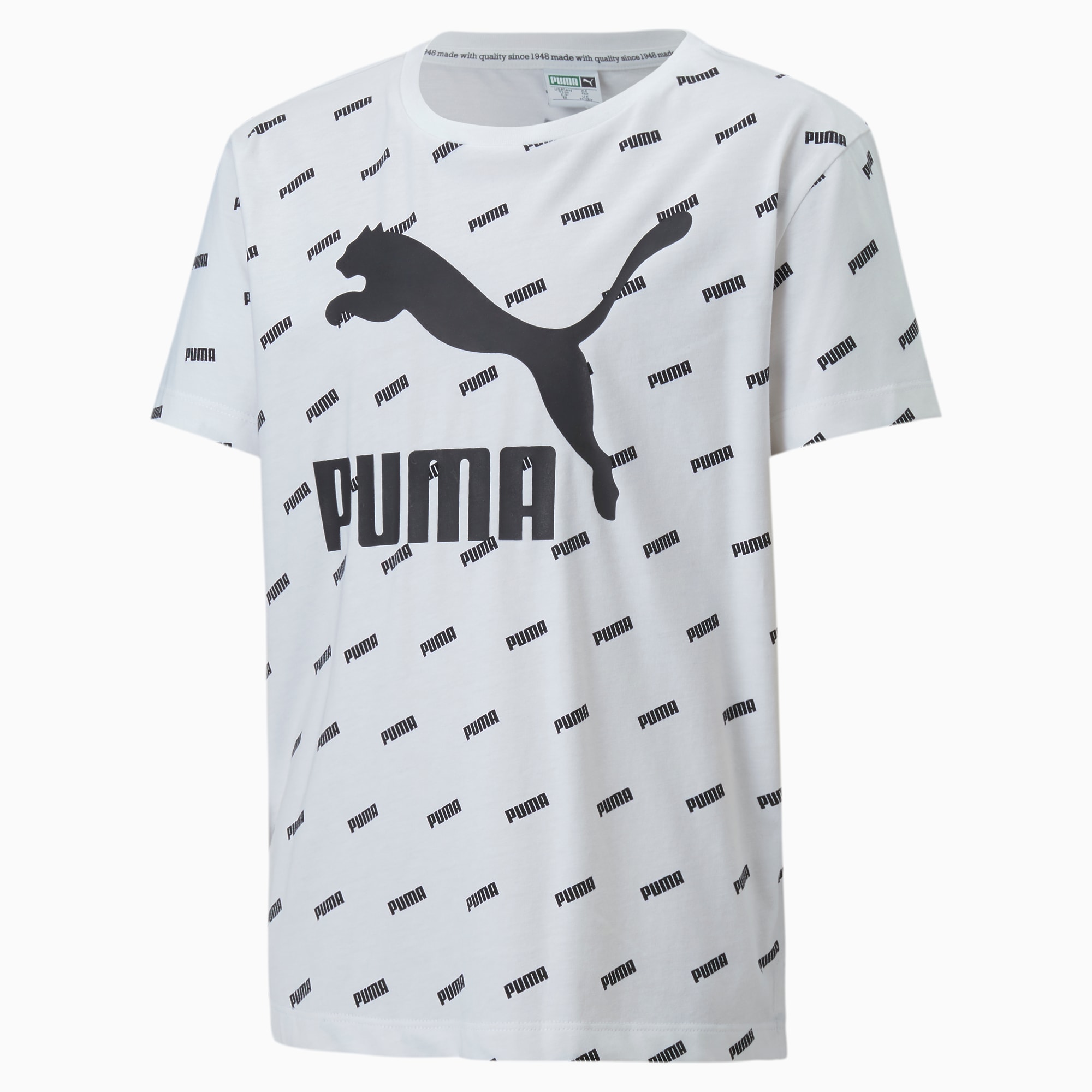 PUMA T-Shirt Classics Graphics pour fille, Blanc, Taille 104, Vêtements