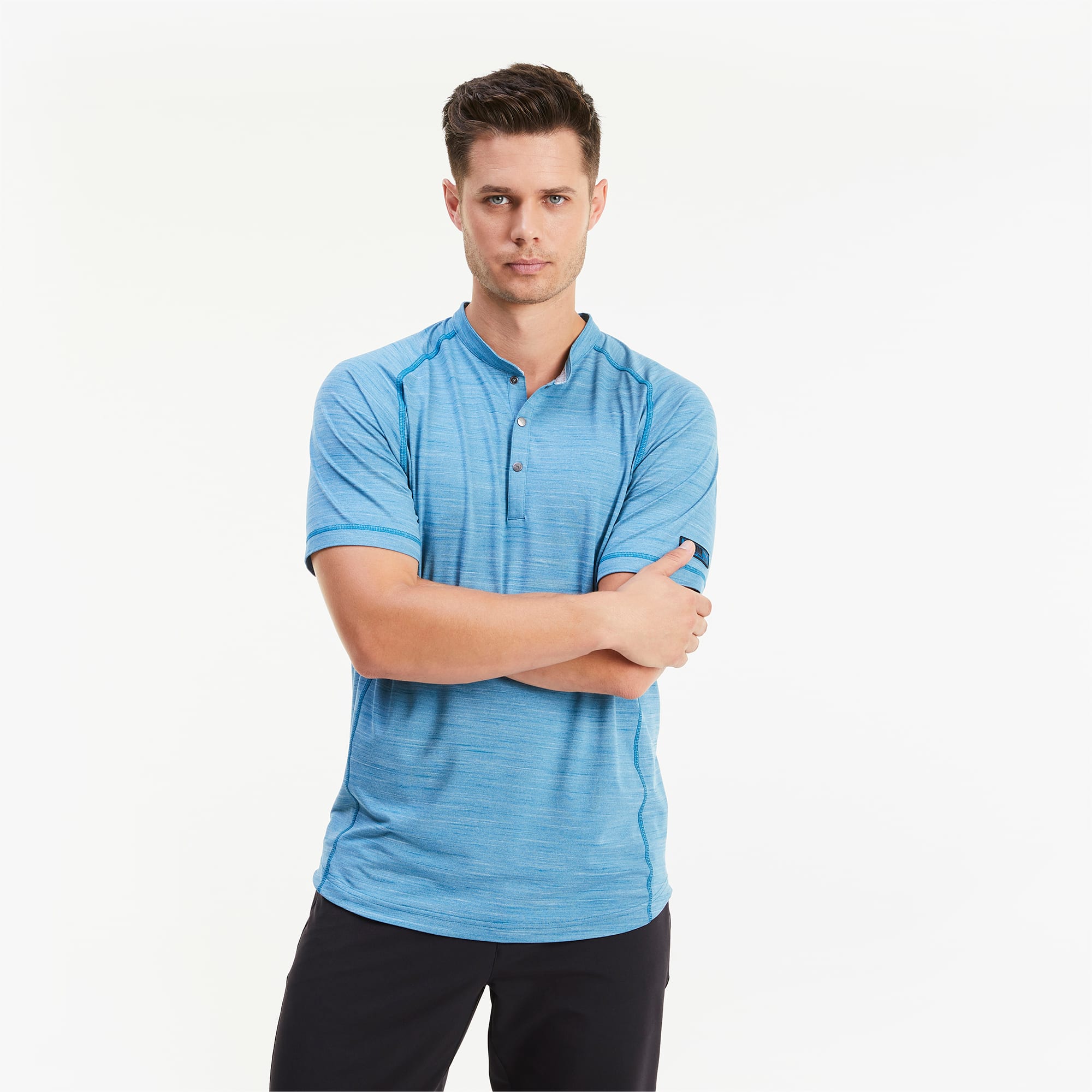 Image of PUMA Cloudspun Herren Henley-Golfshirt | Mit Aucun | Blau | Größe: M