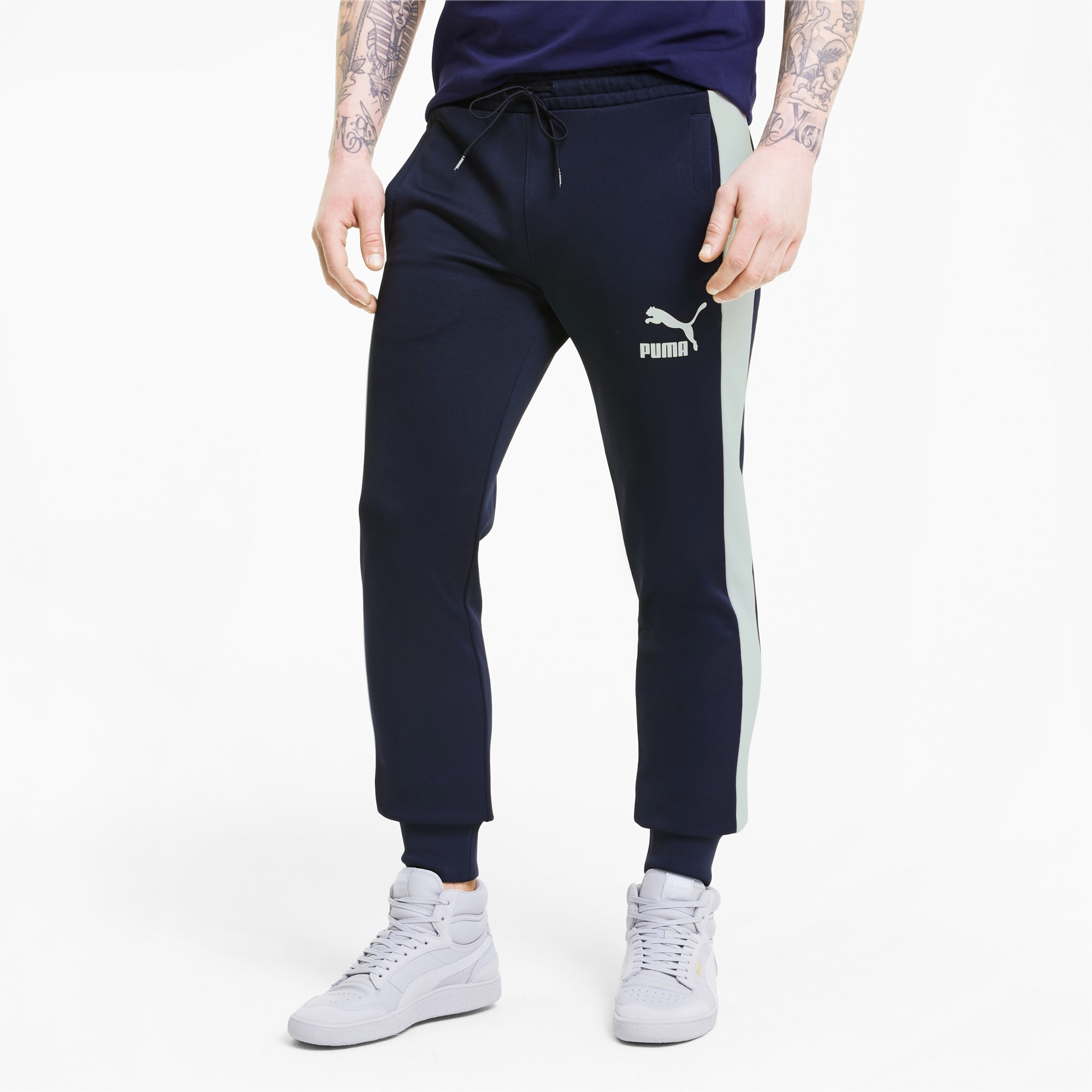 PUMA Pantalon de survêtement Iconic T7 homme, Bleu, Taille M, Vêtements