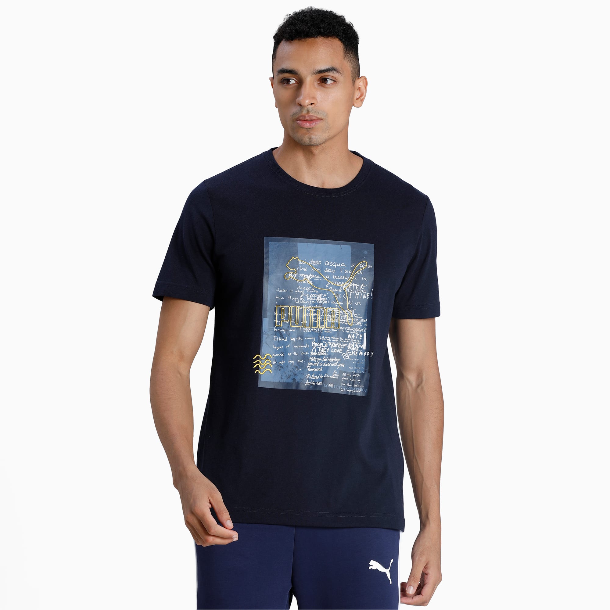 T-Shirt PUMA x CENTRAL SAINT MARTINS Graphic, Bleu, Taille L, Vêtements