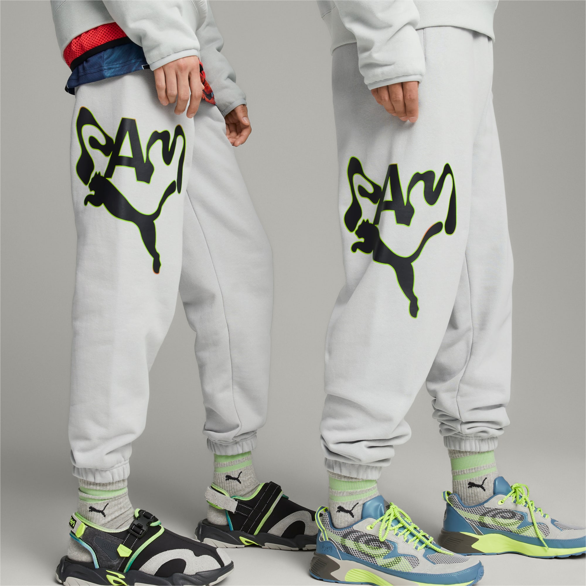 Men's PUMA X Perks And Mini Graphic Sweatpants, Flat Light Grey