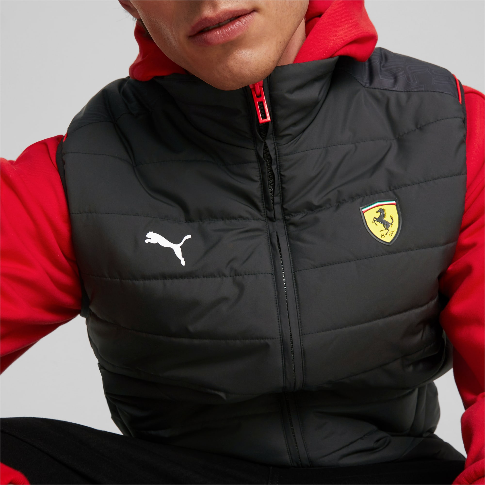 PUMA Scuderia Ferrari Race Men's Padded Vest Men's Jacket, Black, Size XXL, Clothing