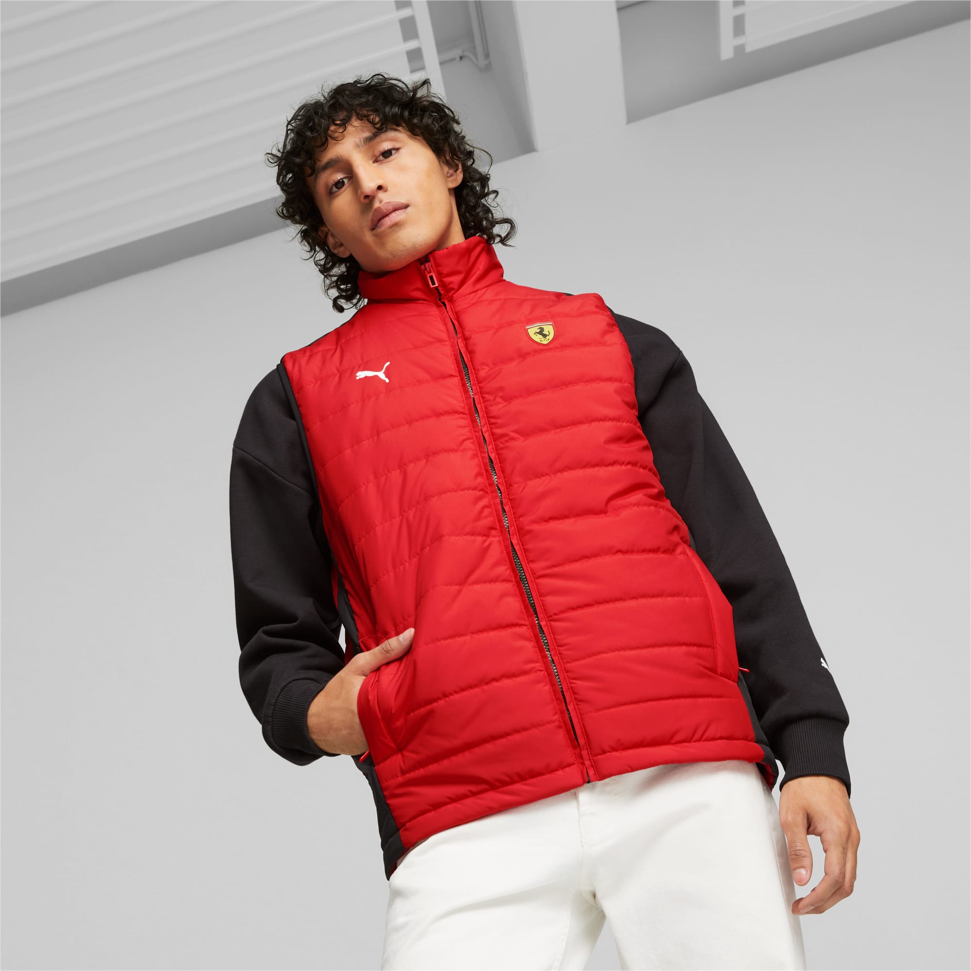 PUMA Scuderia Ferrari Race Men's Padded Vest Men's Jacket, Red, Size L, Clothing