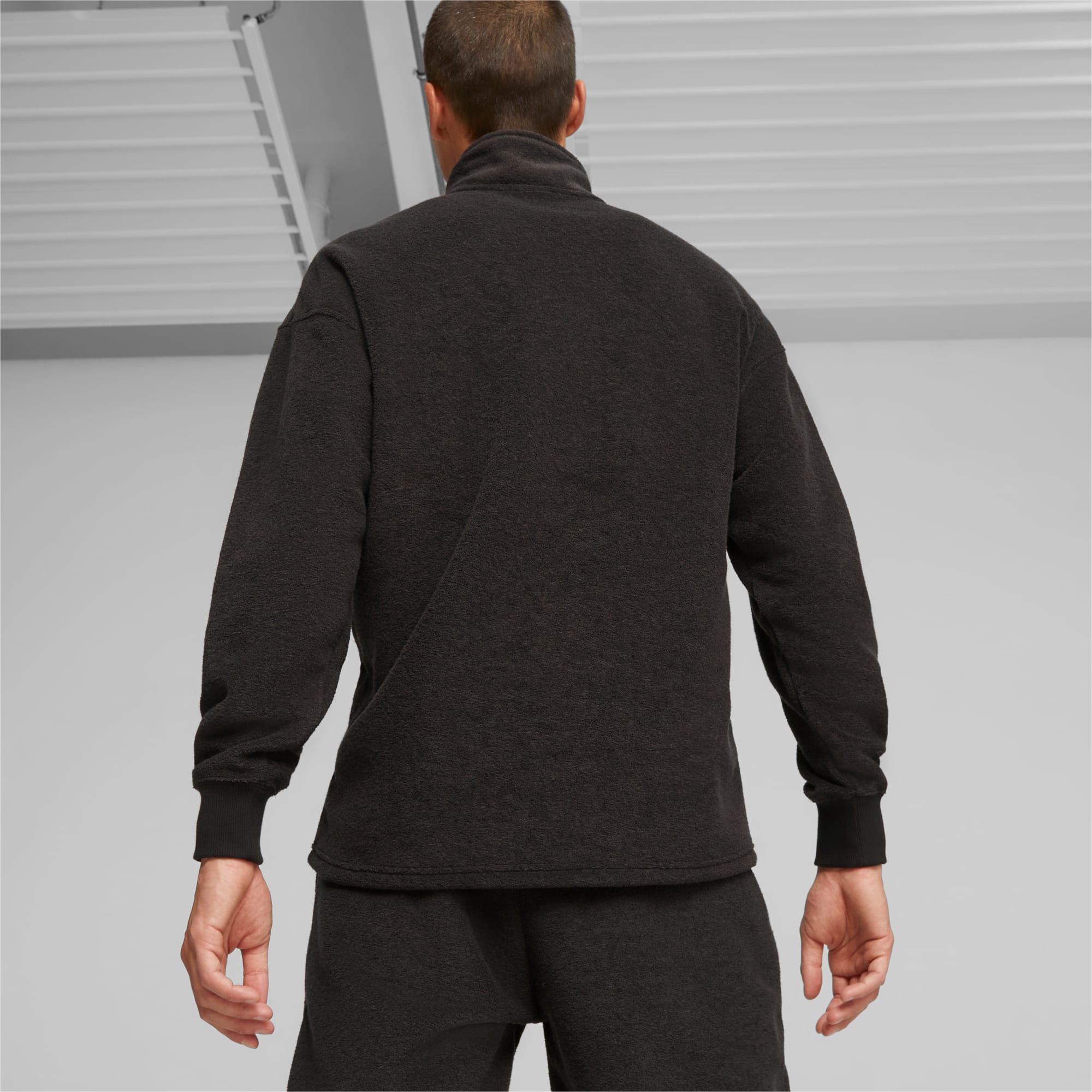 PUMA Classics Men's Fleece Quarter-Zip, Black, Size XS, Clothing