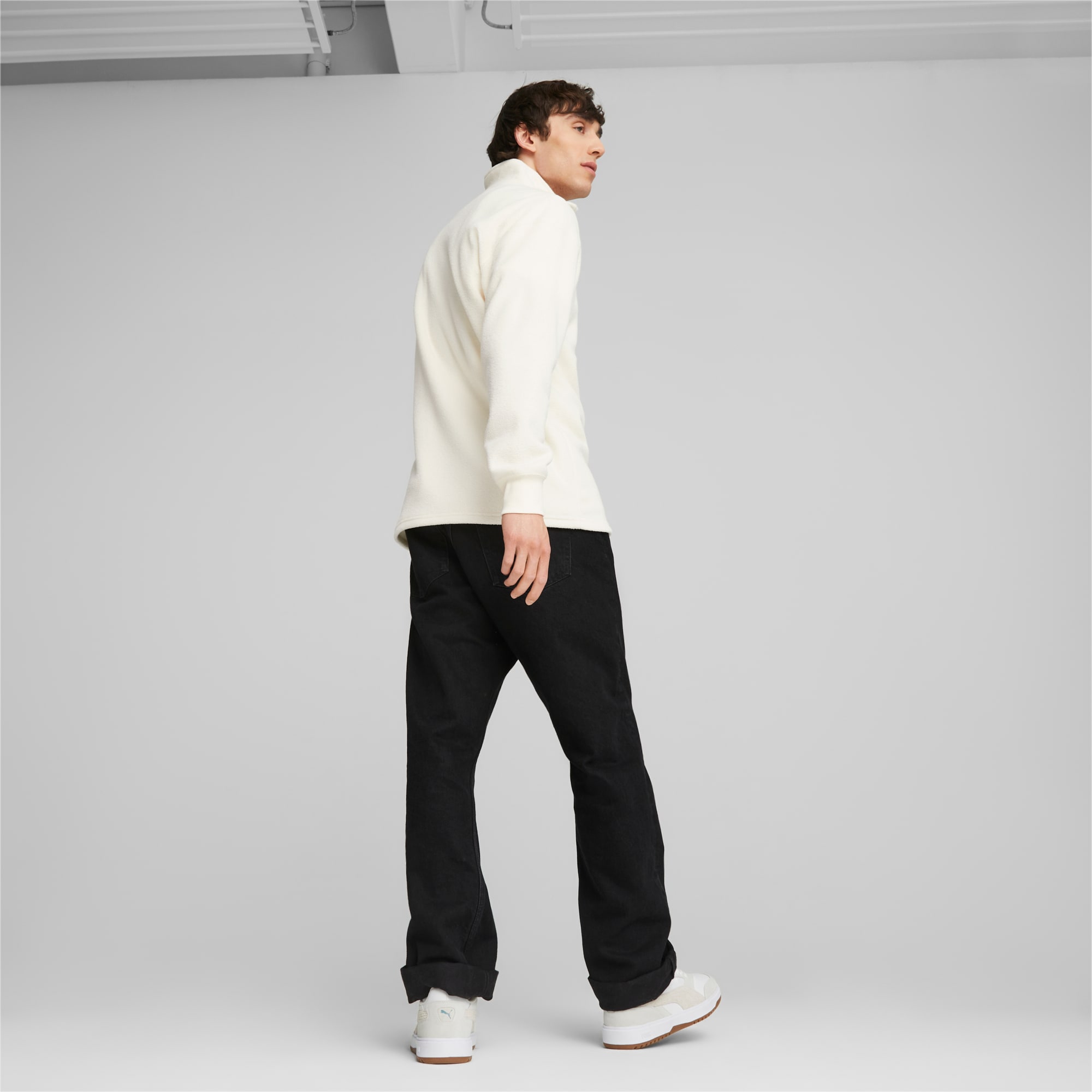 PUMA Classics Men's Fleece Quarter-Zip, Frosted Ivory, Size XS, Clothing